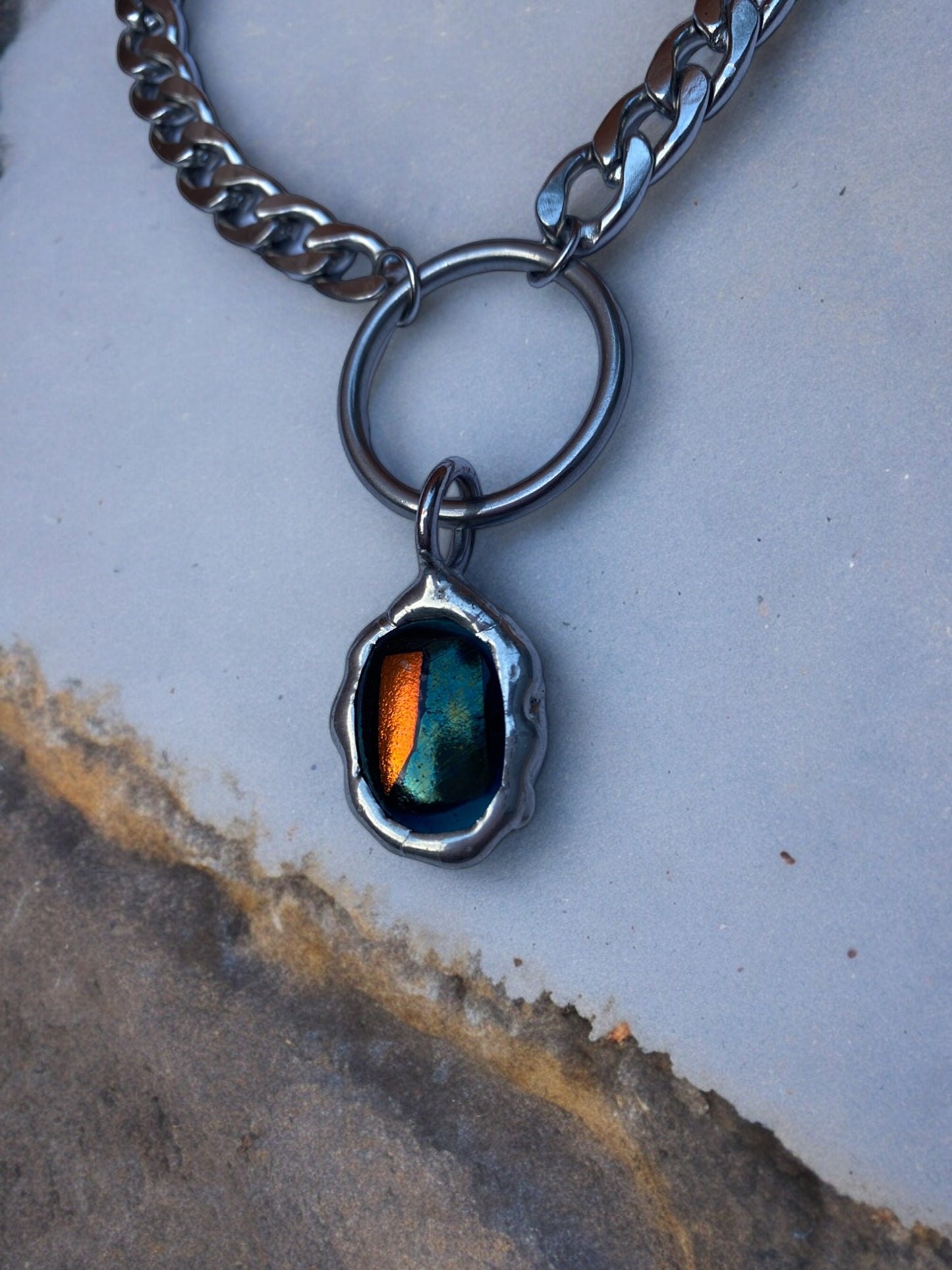 Cyber Blob | Fused Glass O Ring Necklace