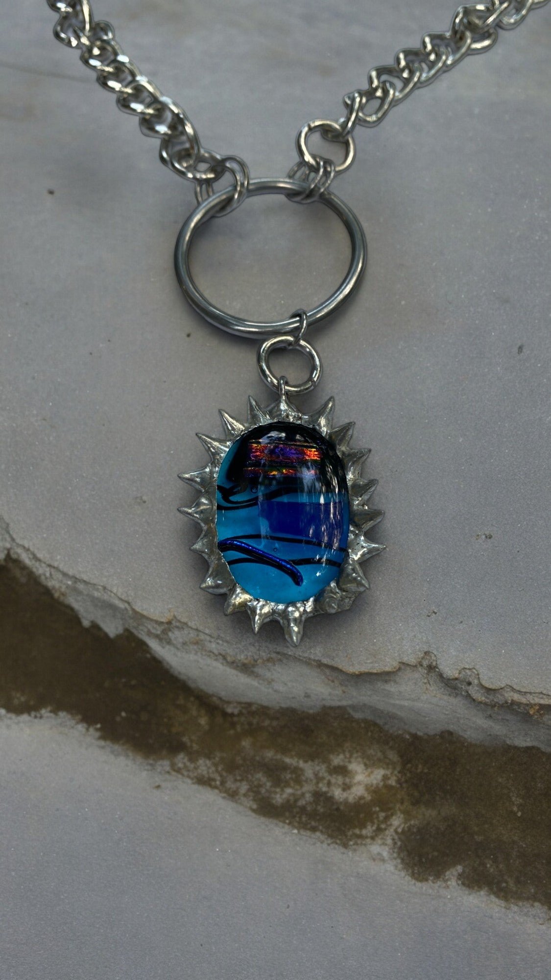 Dimension Multiplier Creature | Spiky Fused Glass O Ring Necklace