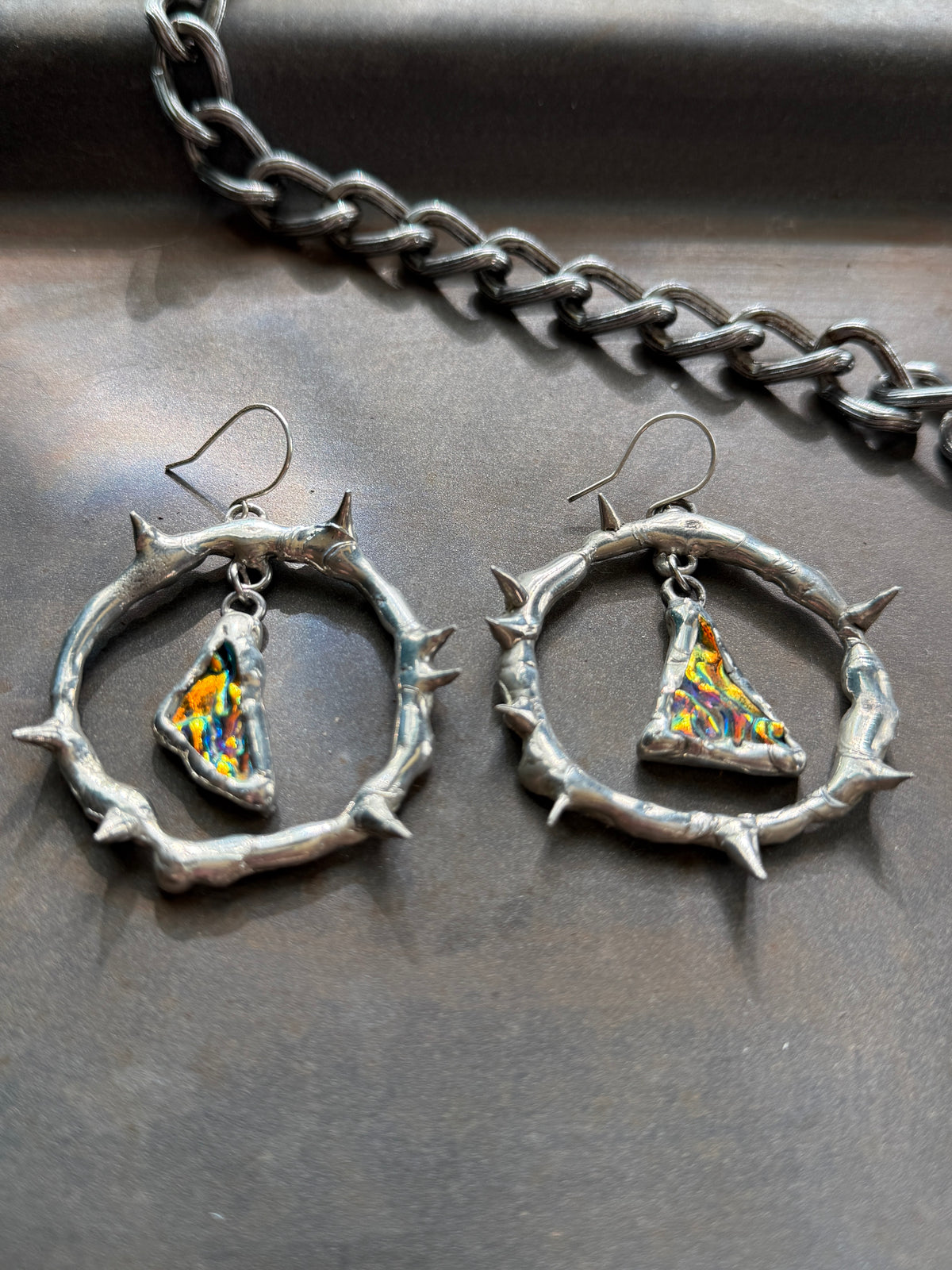 Sunset Glass Shards Spiky Hoop Earrings