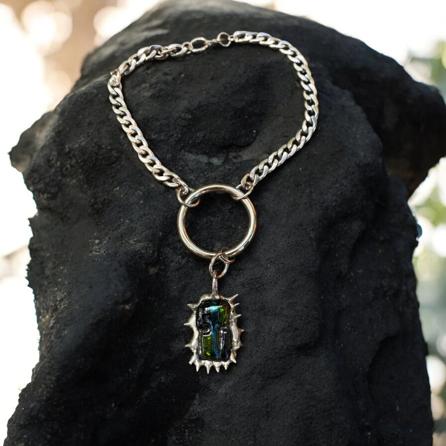 Ruthless Portal | Spiky Fused Glass O Ring Necklace