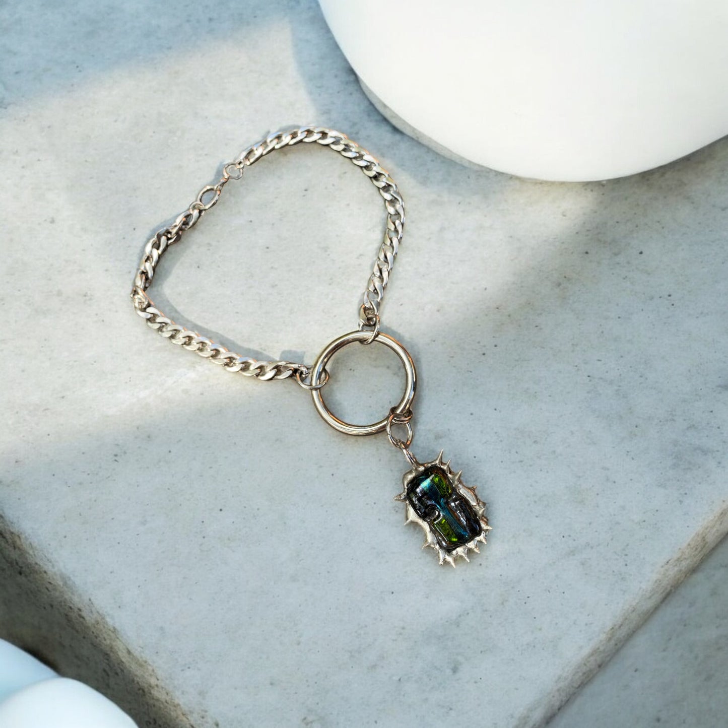 Ruthless Portal | Spiky Fused Glass O Ring Necklace