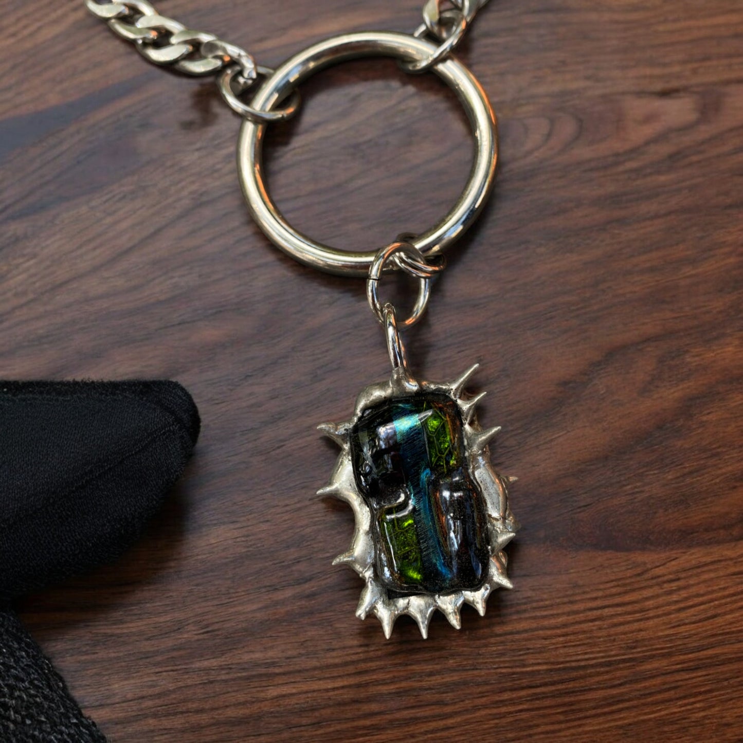 Ruthless Portal | Spiky Fused Glass O Ring Necklace