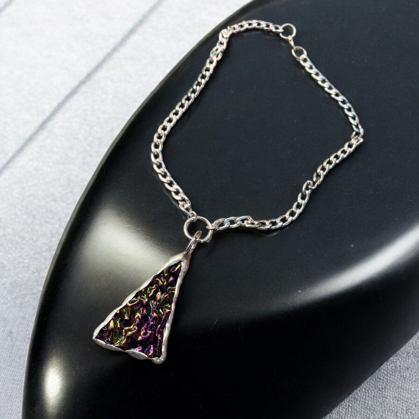 Blood Shard | Stained Glass Dichroic Necklace