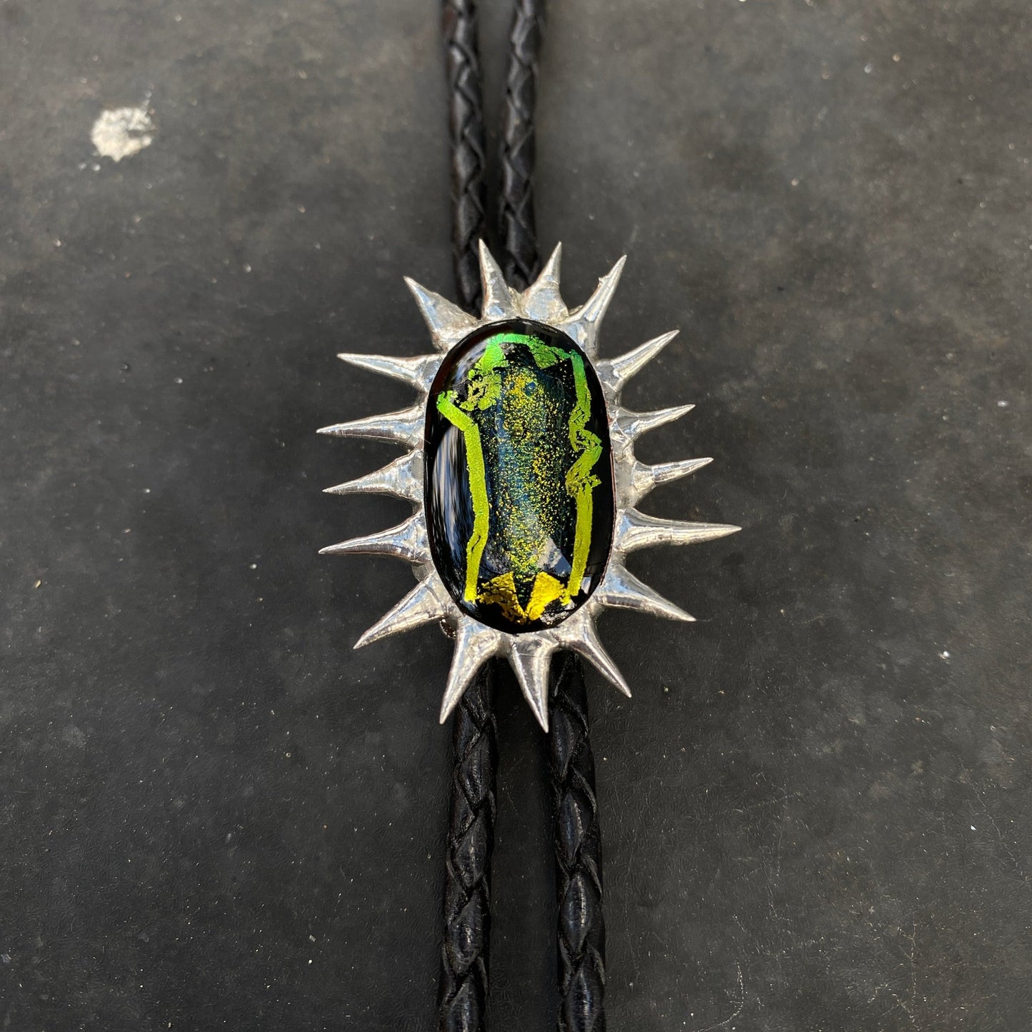 Spiky Dragon Eye Fused Glass Bolo Tie