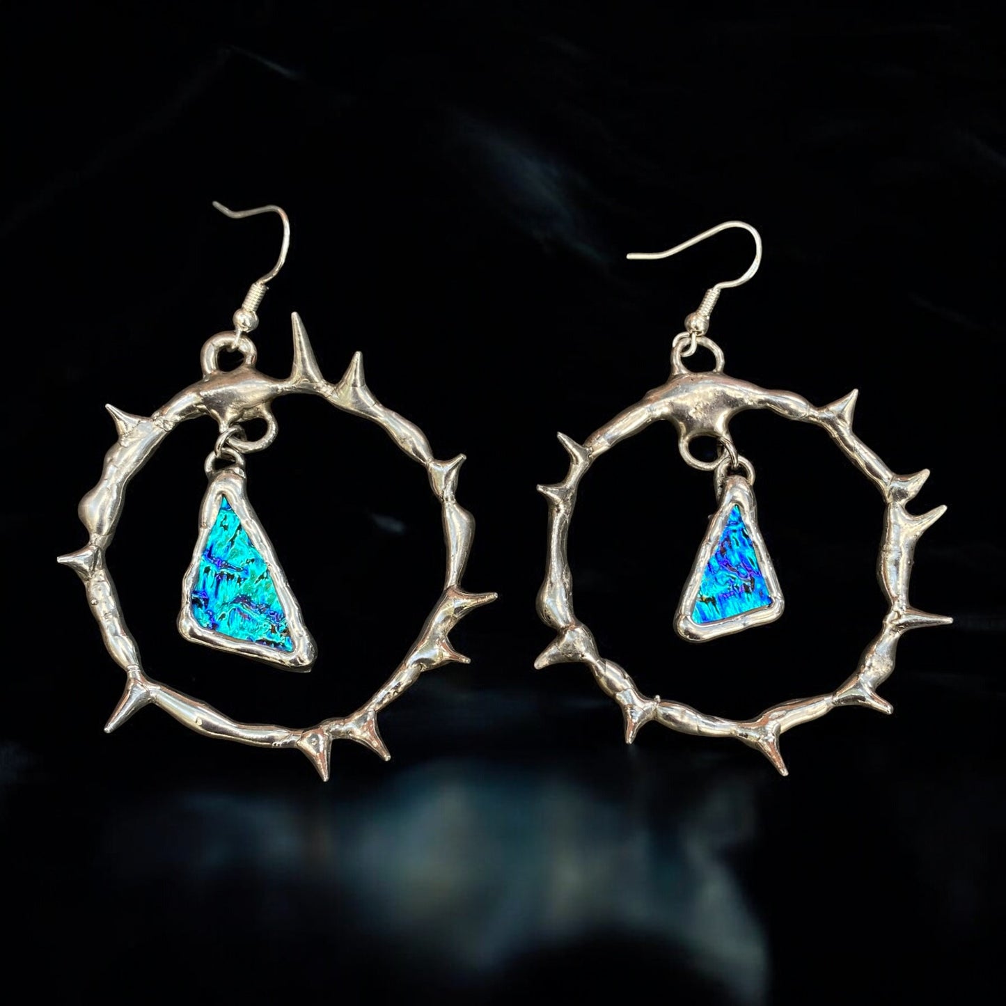 'ABYSSAL SHARDS' spiked hoops | stained glass earrings from the BARBED HALO collection