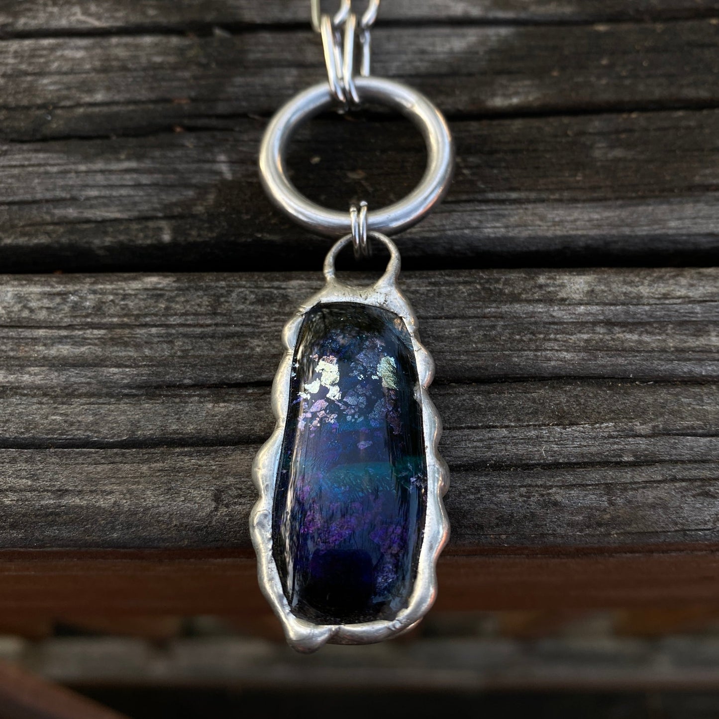 Aquarius Pendant | Fused Glass O Ring Necklace