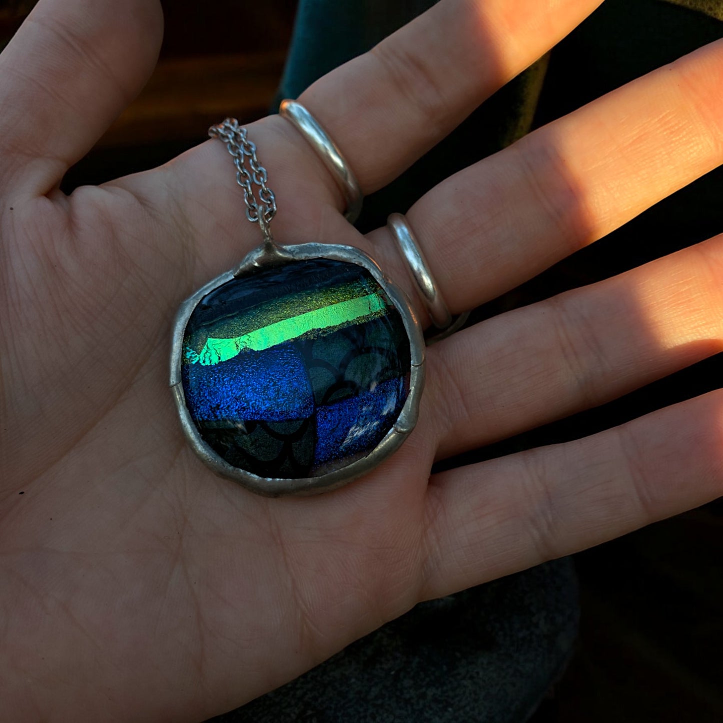 Mermaid Portal | Fused Glass Dichroic Pendant