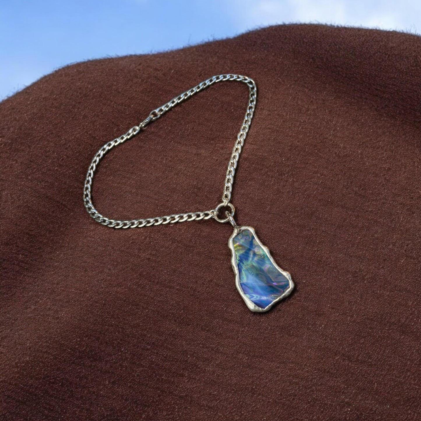 Celestial Portal Amulet | Stained Glass Dichroic O Ring Necklace