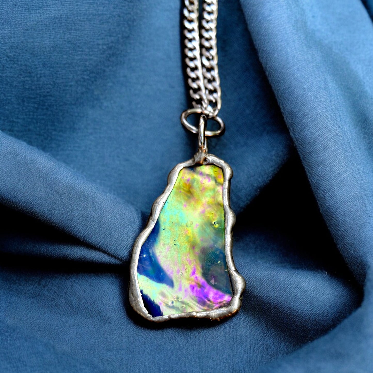 Celestial Portal Amulet | Stained Glass Dichroic O Ring Necklace