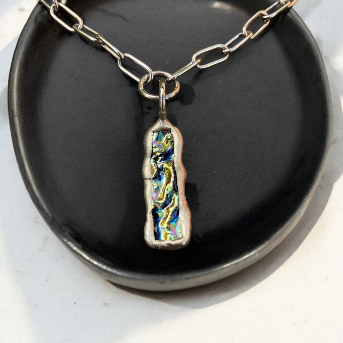 Grace Portal | Dichroic Stained Glass O Ring Necklace