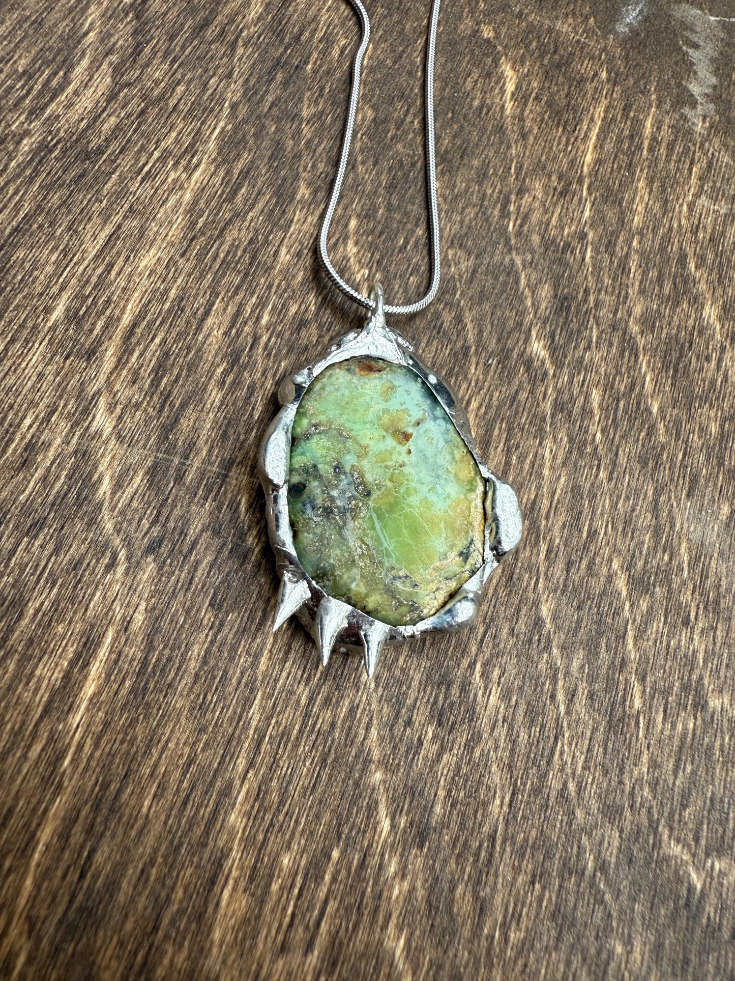 Green Paraiba Kyanite Statement Necklace | Soft Soldered Gemstone Alchemy for the Whimsigoth Babe