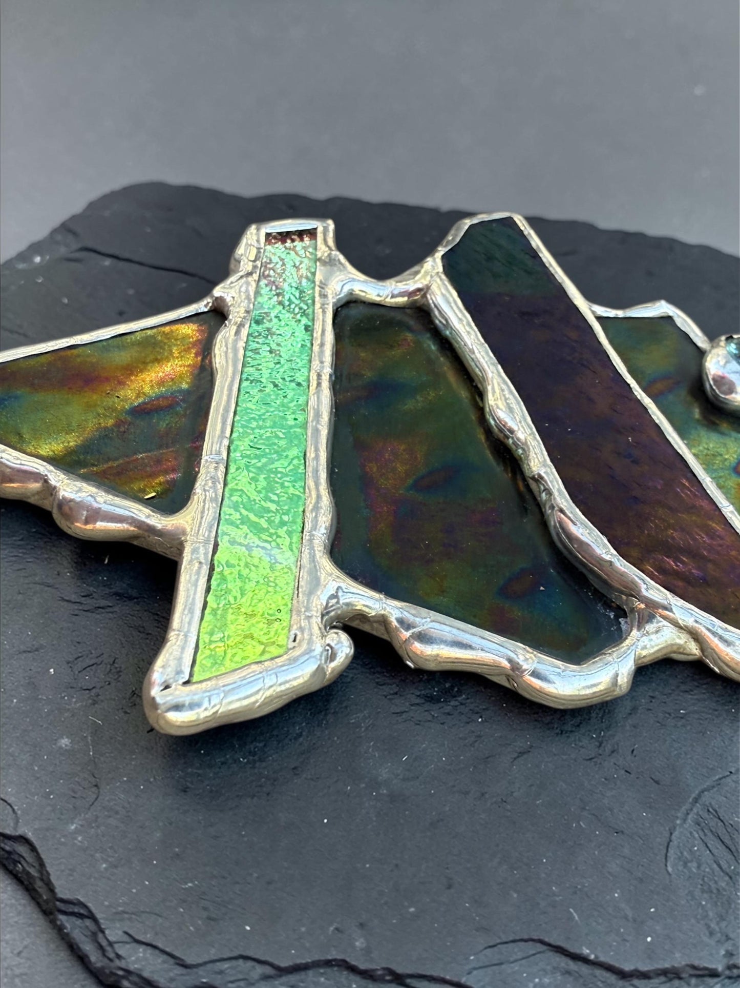 Brutalist Stained Glass Bolo Tie – Handmade Western Necklace | Whimsical Jewelry for Festival Fashion and Celestial Cowboy Vibes