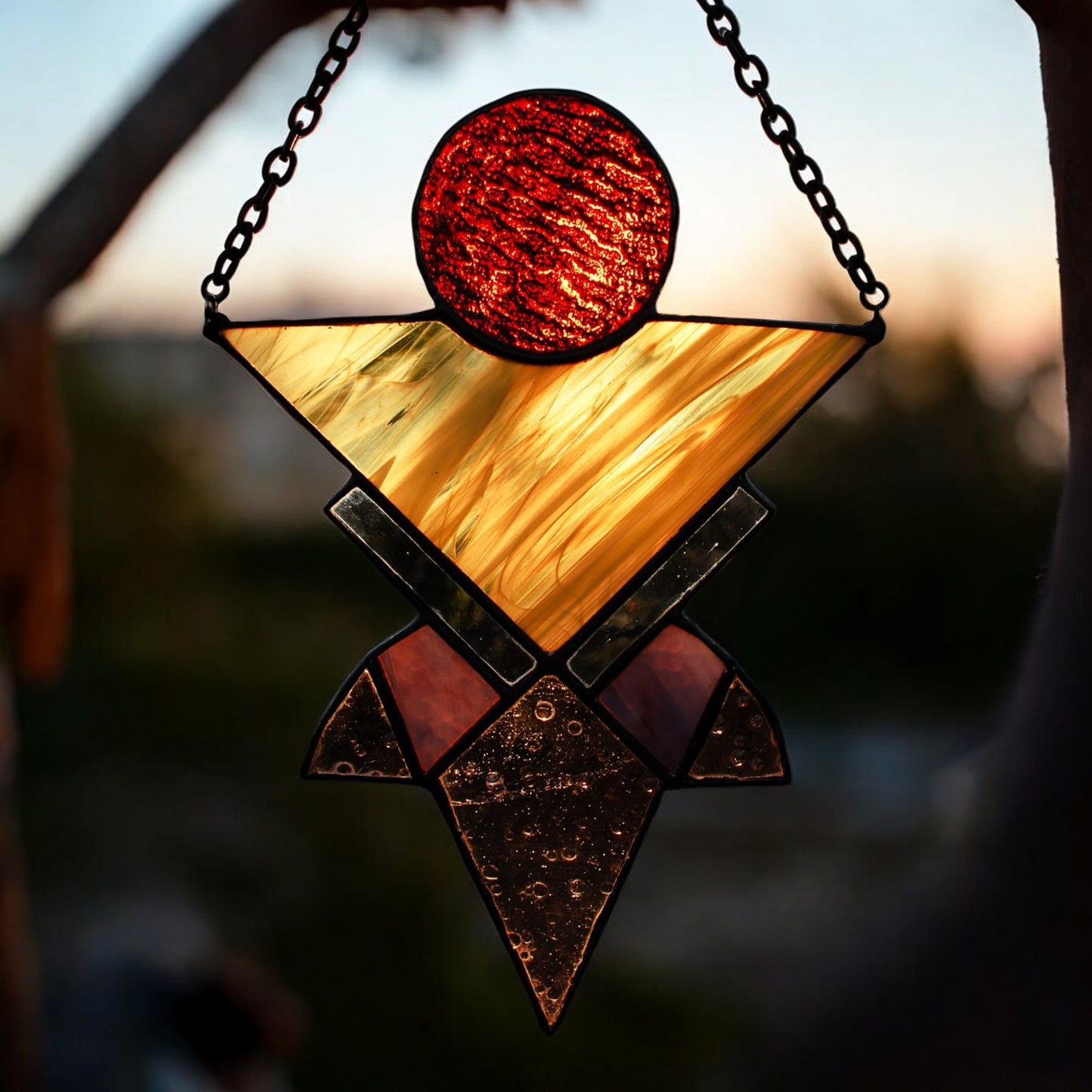 Pale Love Totem Stained Glass Window Hanging