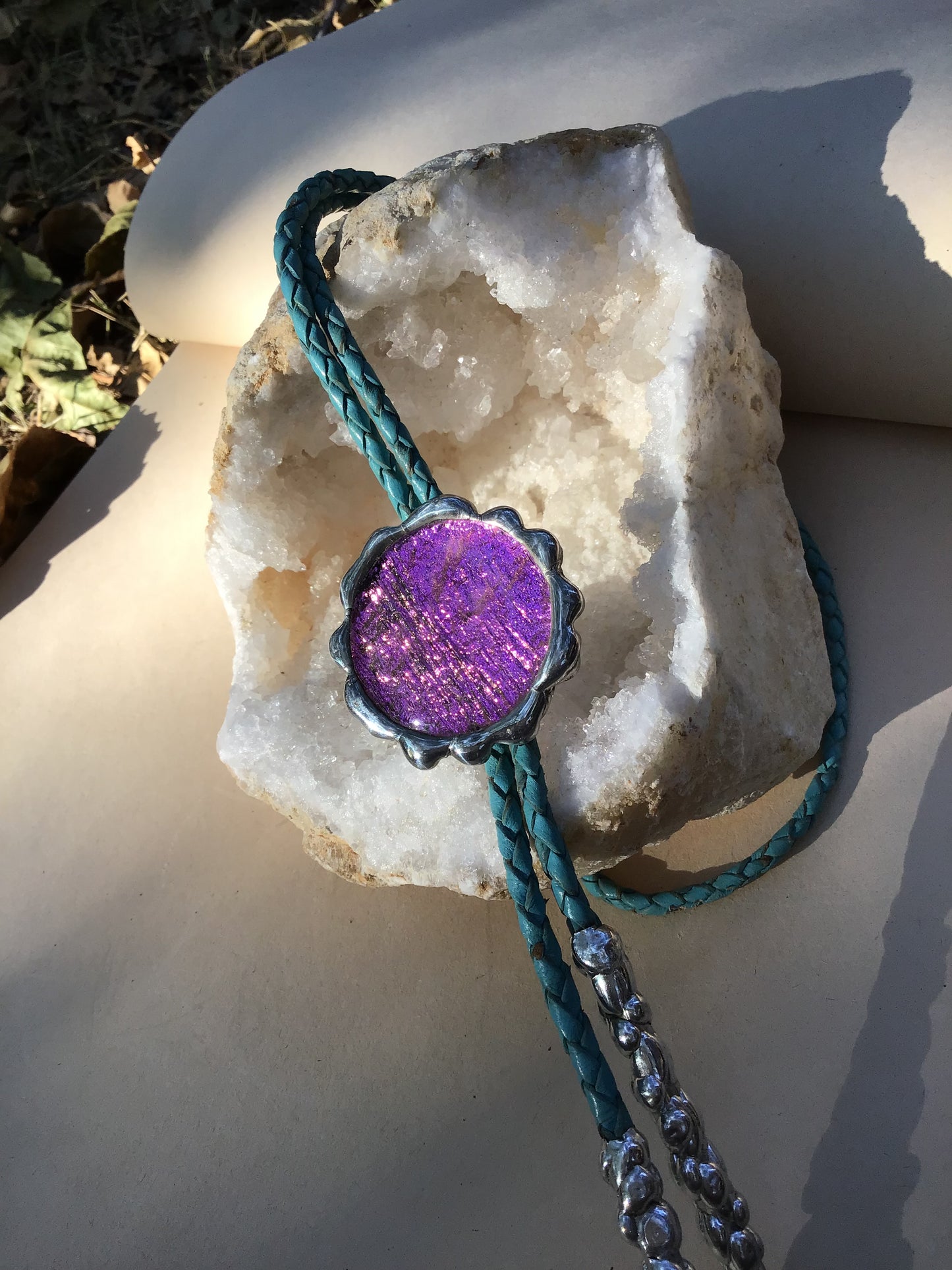 Blush Realm Bolo Tie | Fused Glass