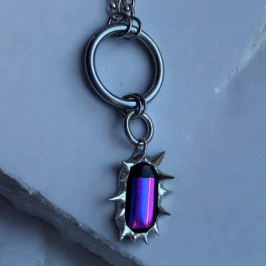 Holy Hue Creature | Spiky Fused Glass O Ring Necklace