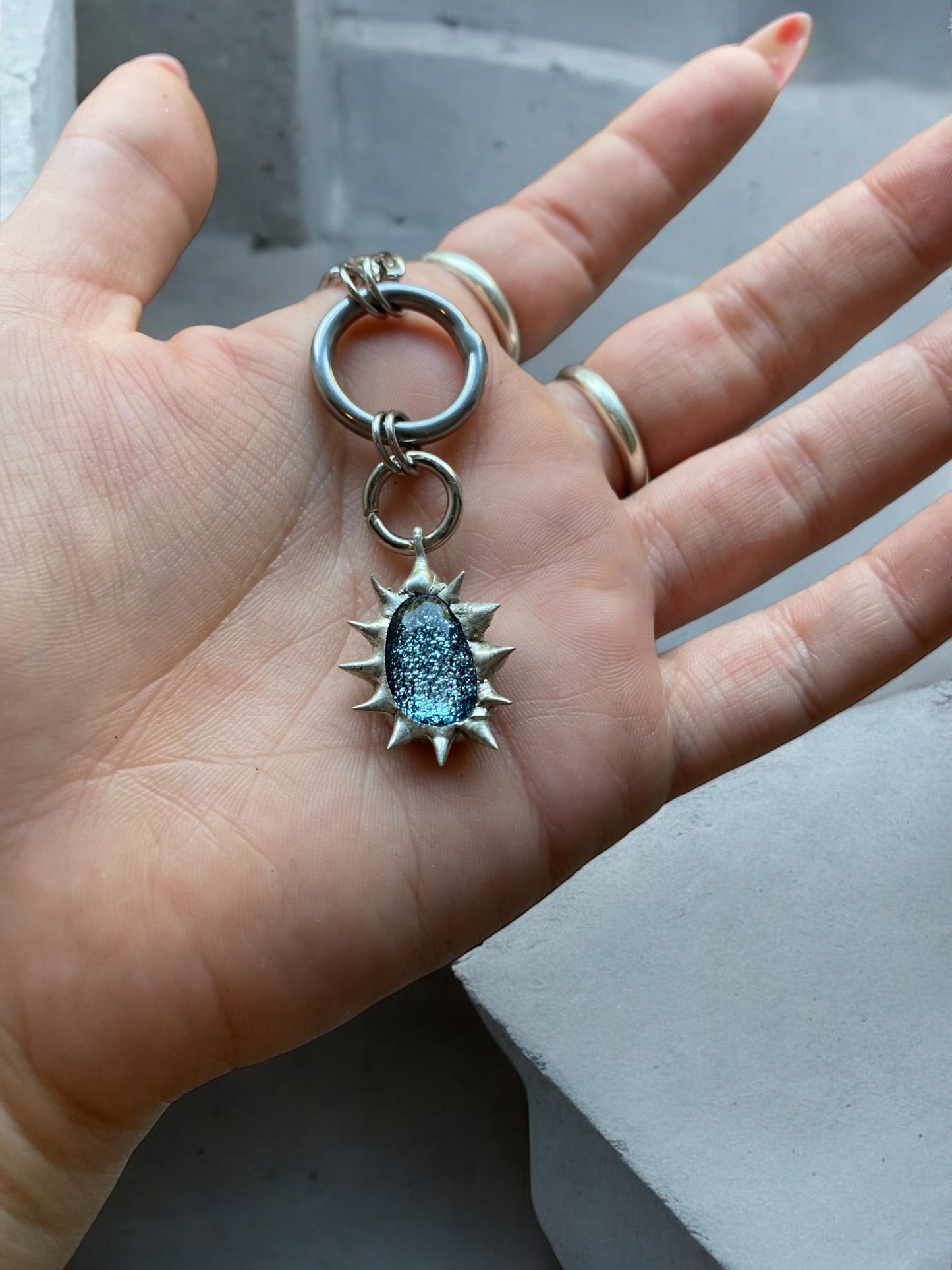 Overcast Creature | Spiky Fused Glass O Ring Necklace