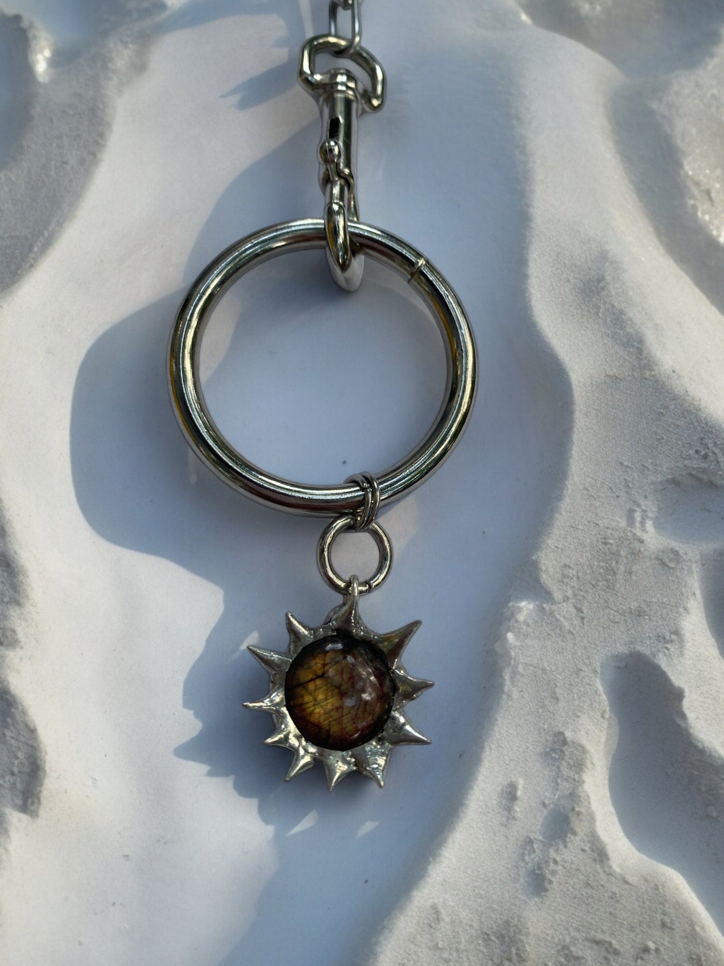 Labradorite Creature | Spiky Fused Glass O Ring Necklace