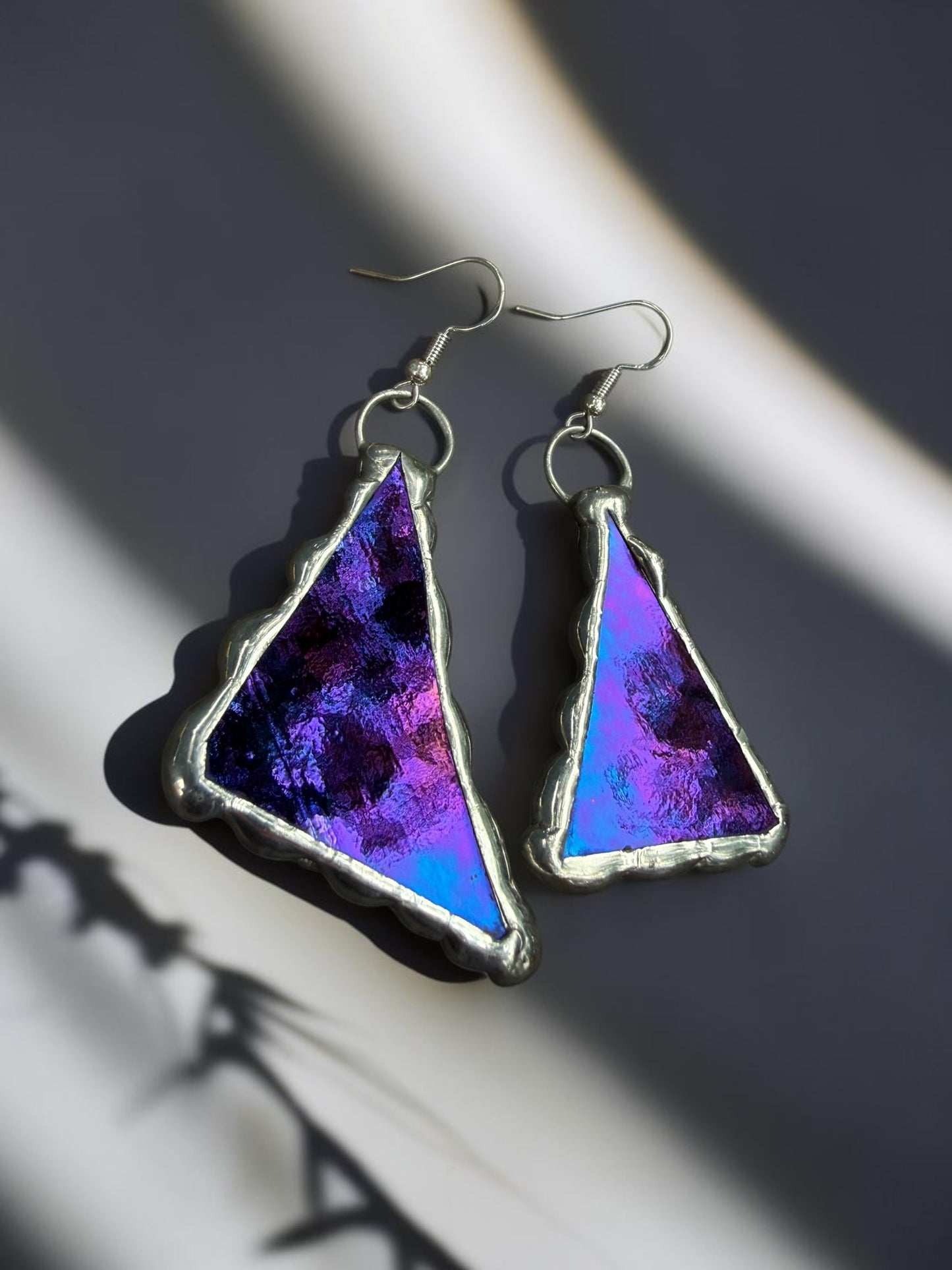 Violet Sky Shards Stained Glass Earrings