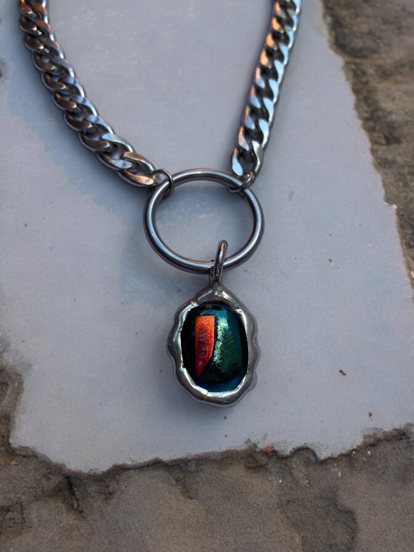 Cyber Blob | Fused Glass O Ring Necklace