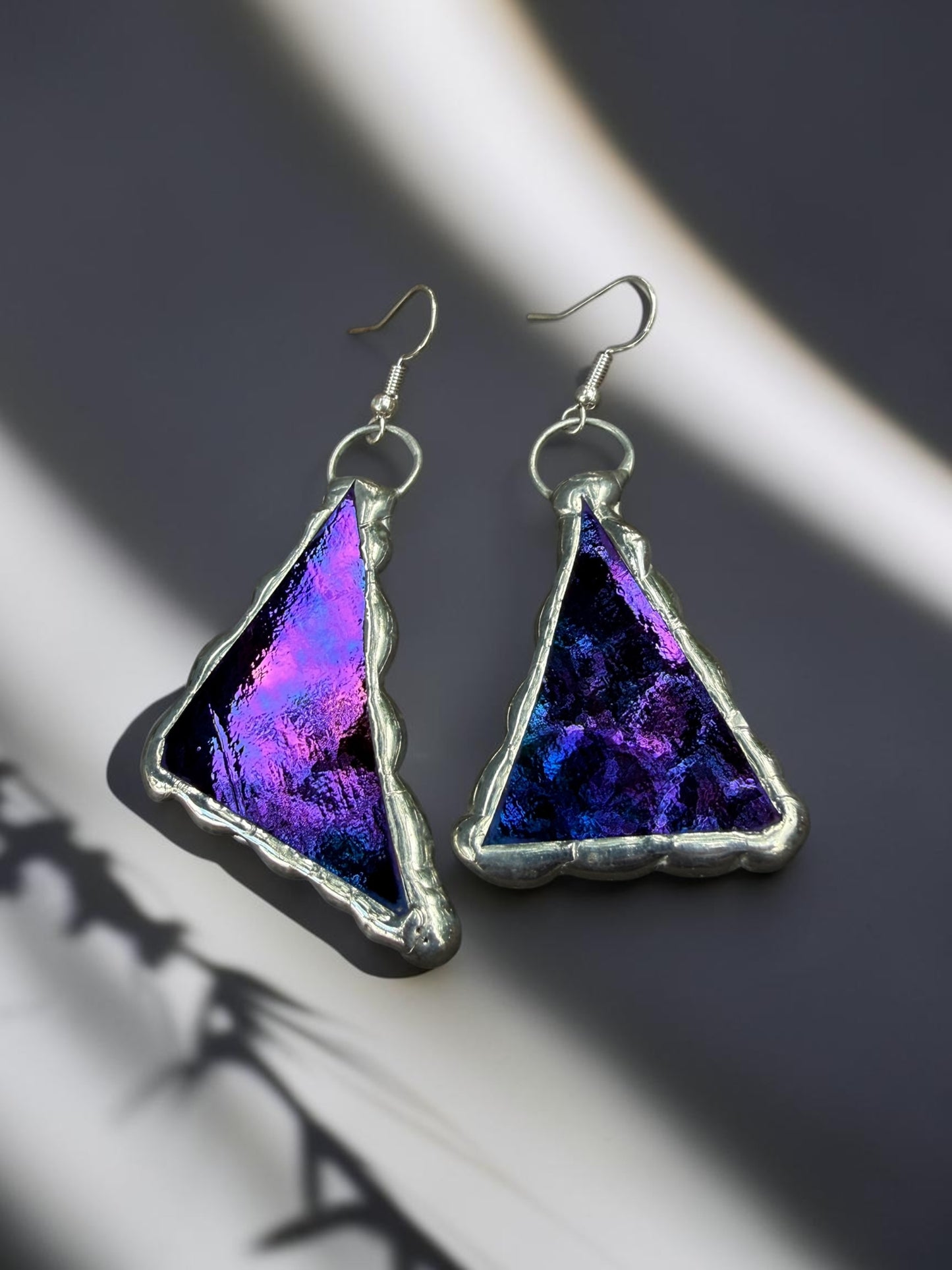Violet Sky Shards Stained Glass Earrings