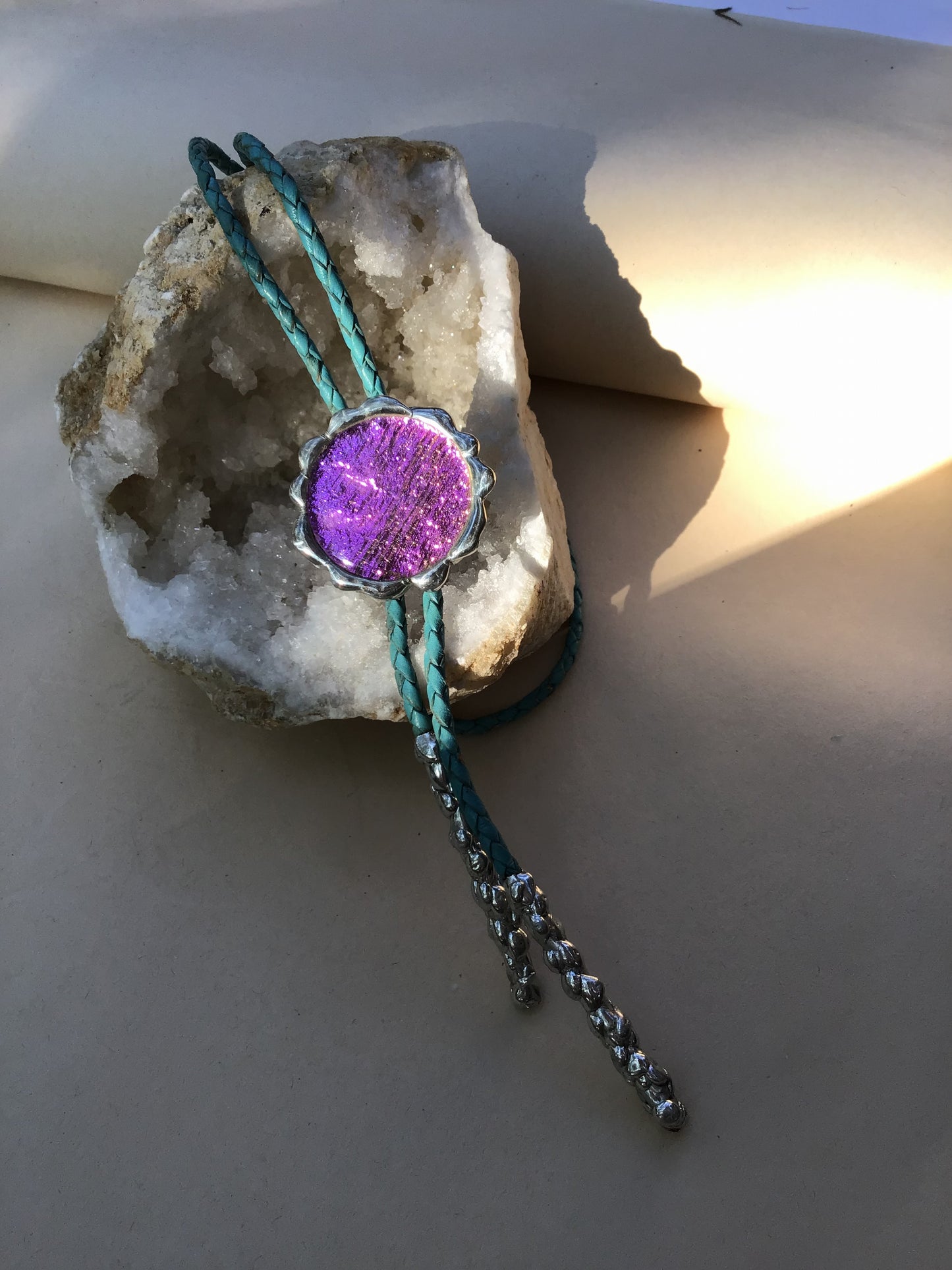 Blush Realm Bolo Tie | Fused Glass