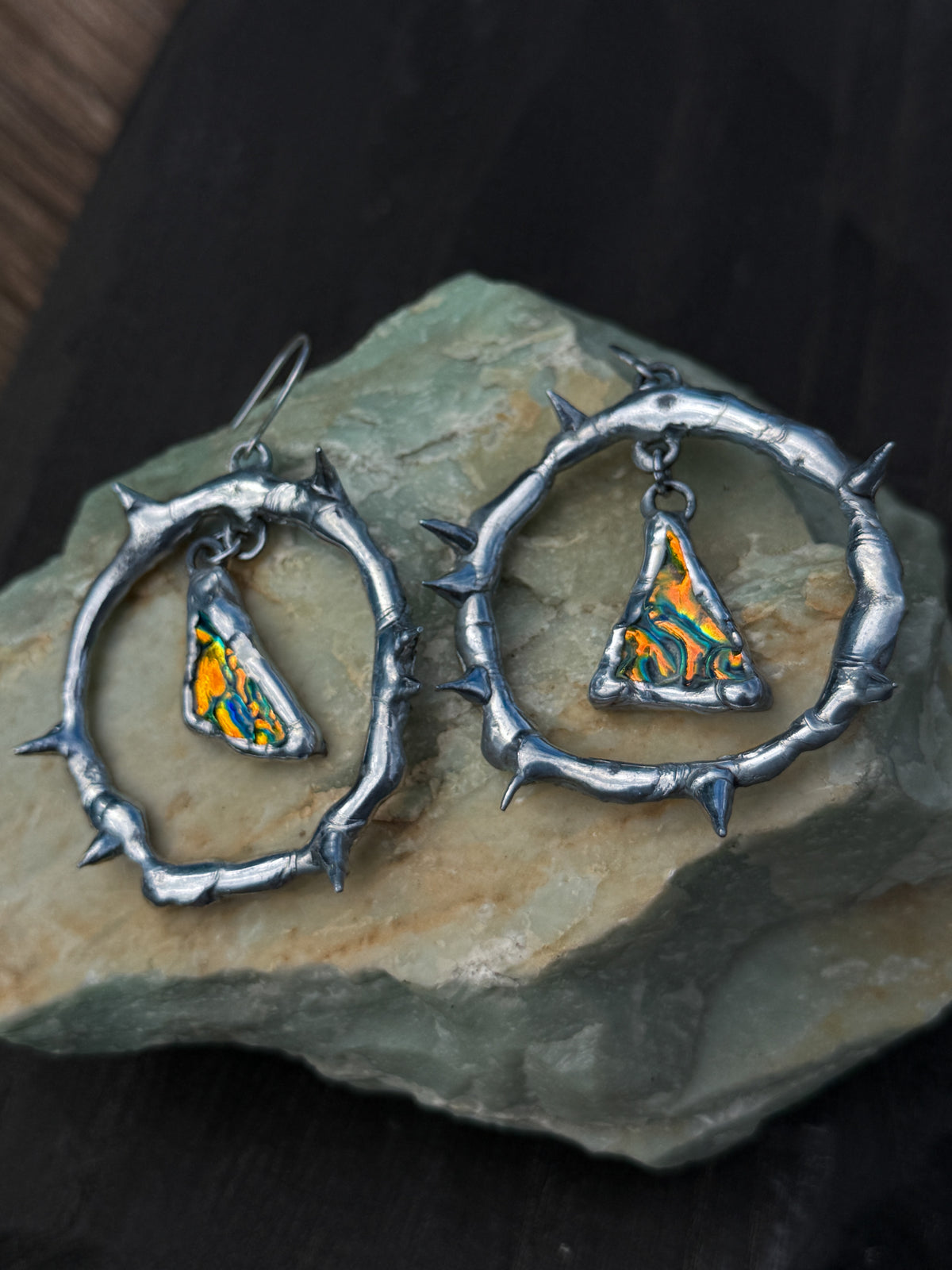 Sunset Glass Shards Spiky Hoop Earrings