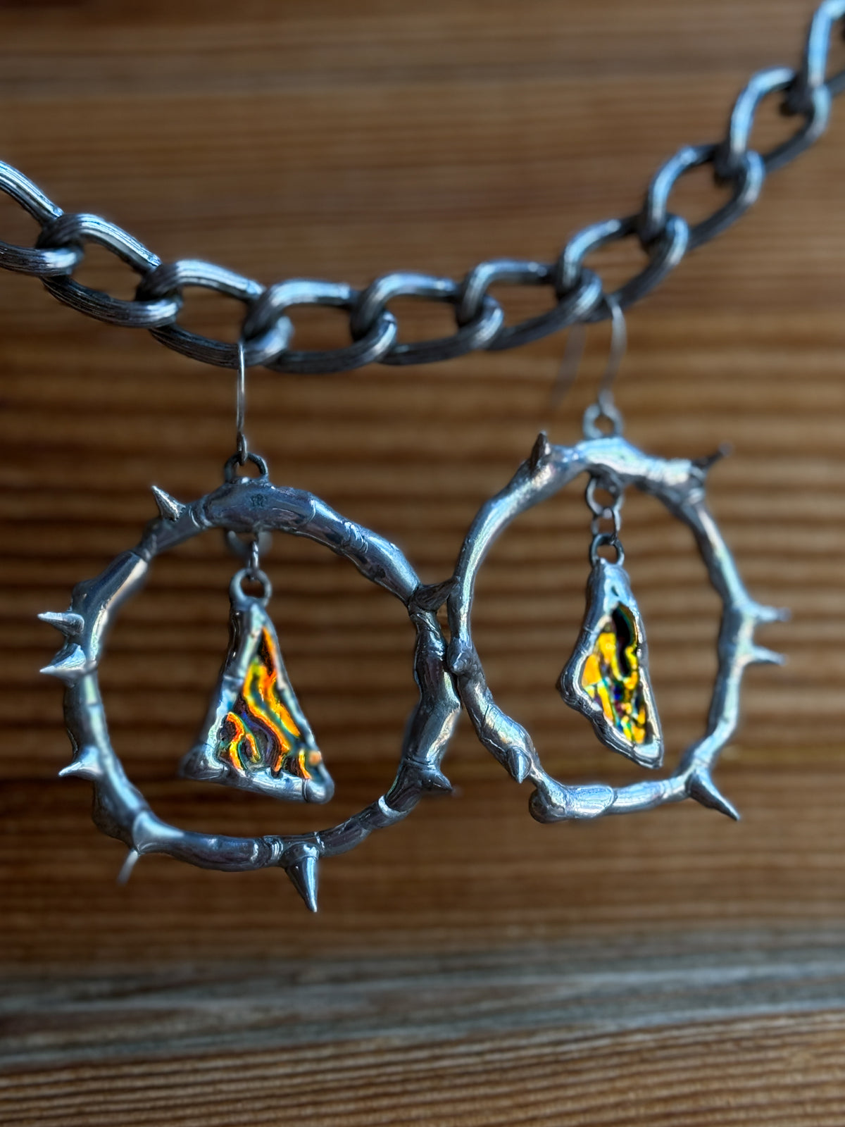 Sunset Glass Shards Spiky Hoop Earrings