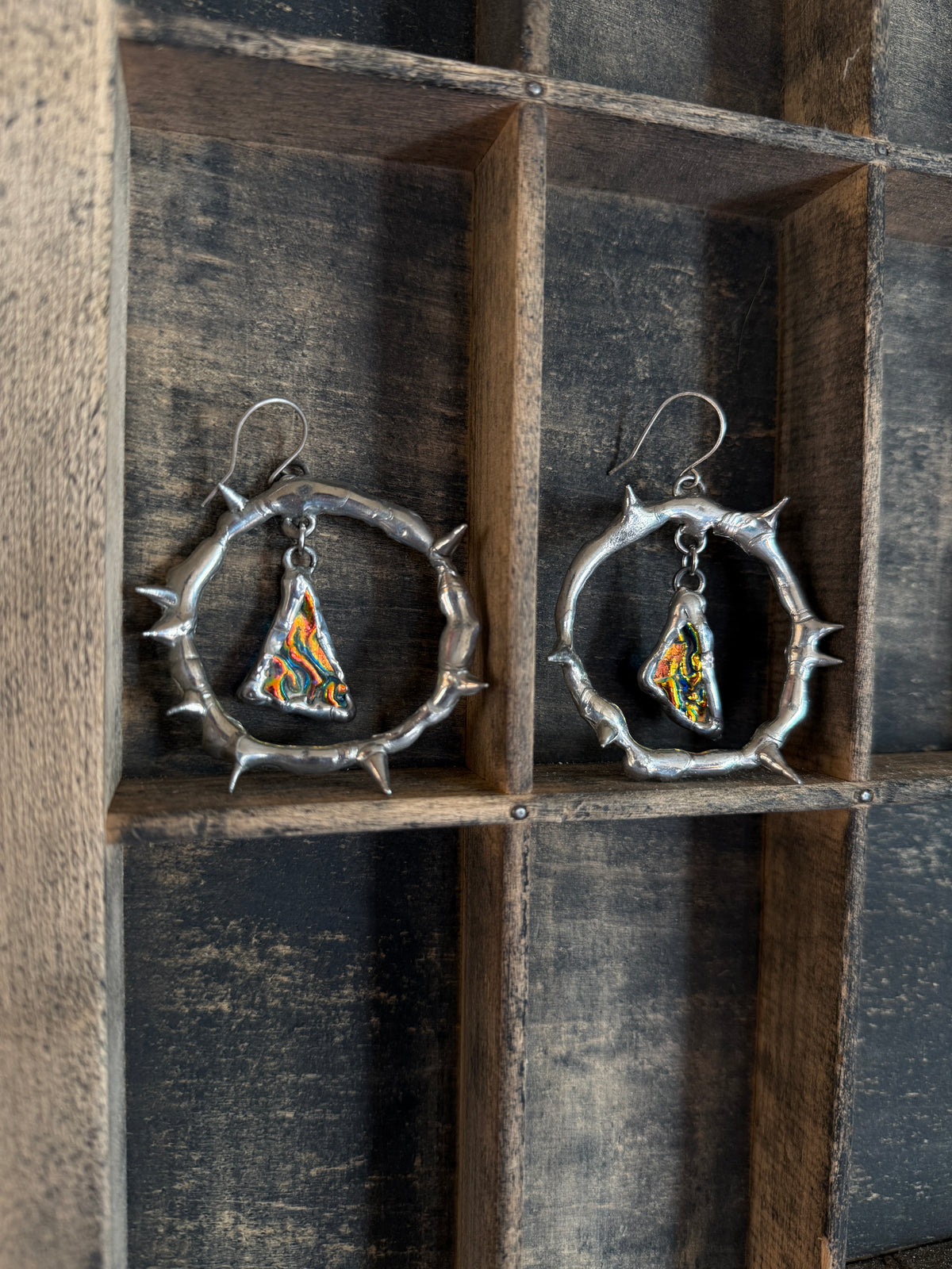 Sunset Glass Shards Spiky Hoop Earrings