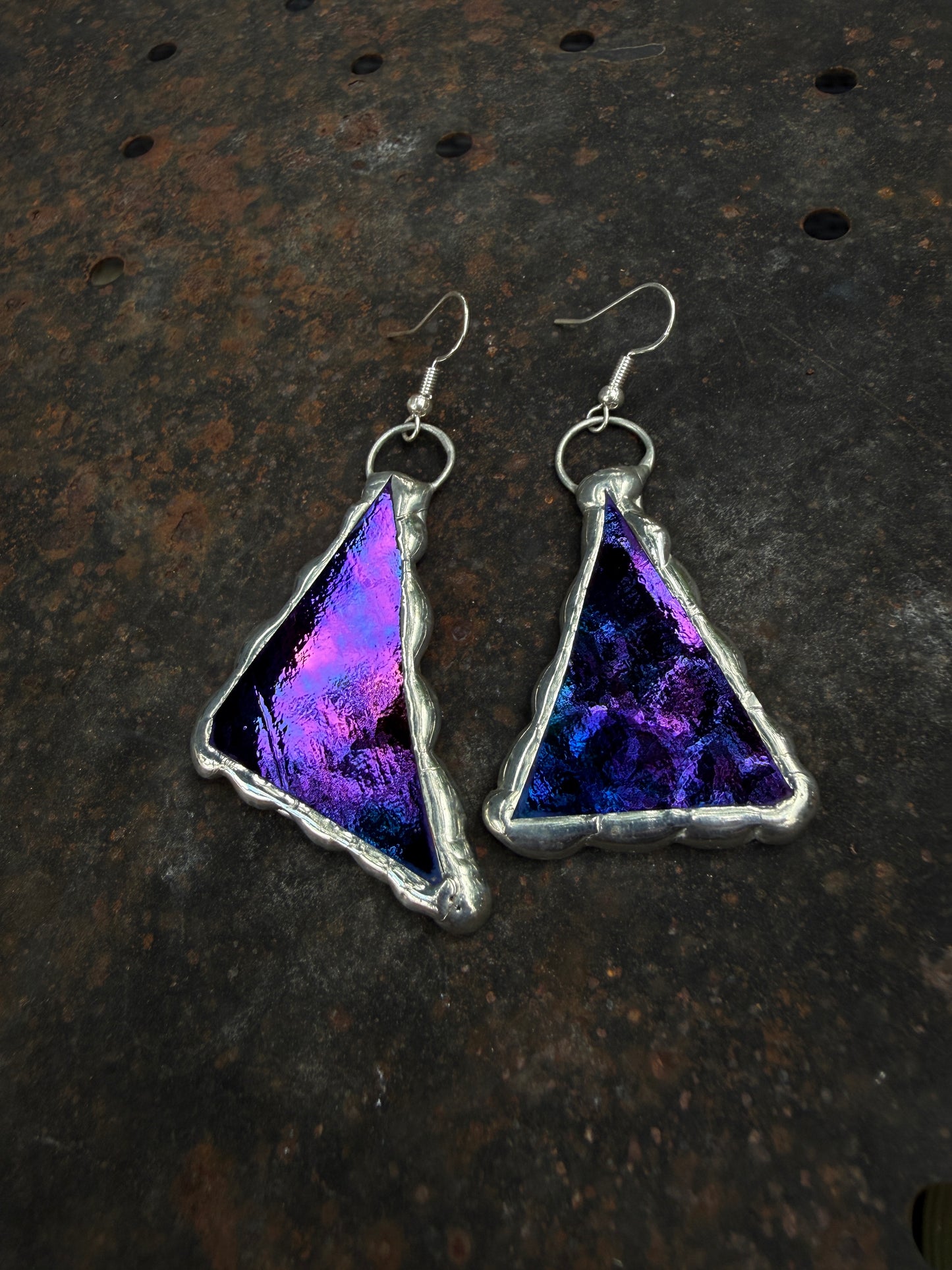 Violet Sky Shards Stained Glass Earrings