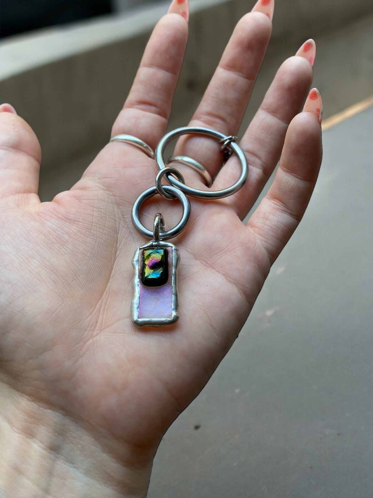 Deep Portal | Spiky Fused Glass O Ring Necklace