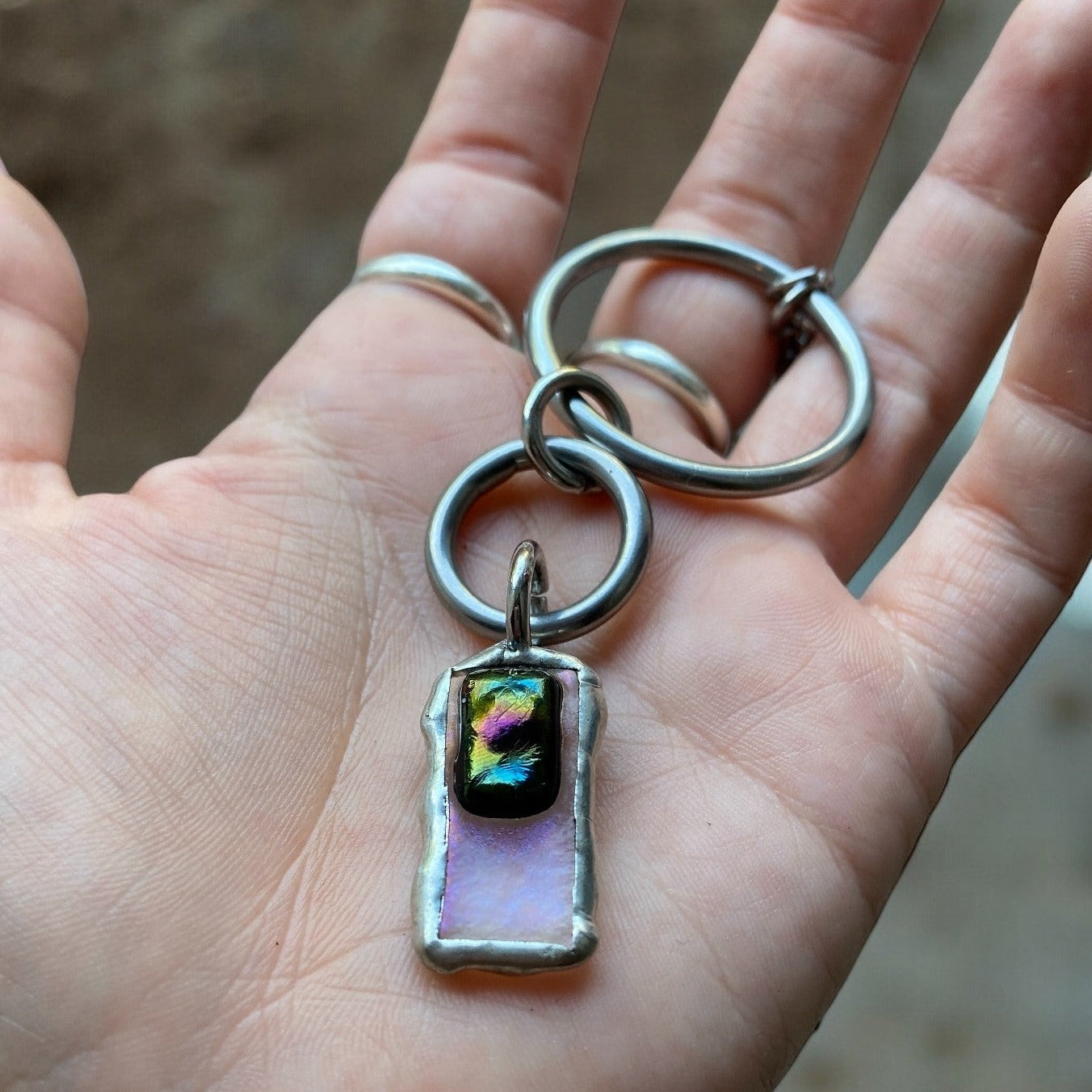 Deep Portal | Spiky Fused Glass O Ring Necklace