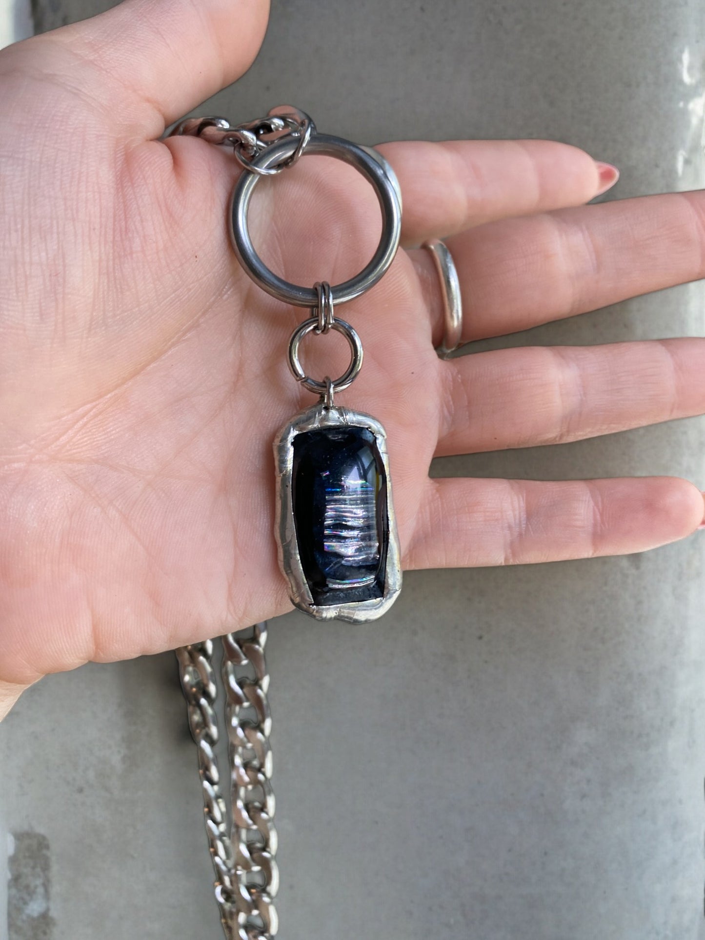 Chromatic Portal | Fused Glass O Ring Necklace