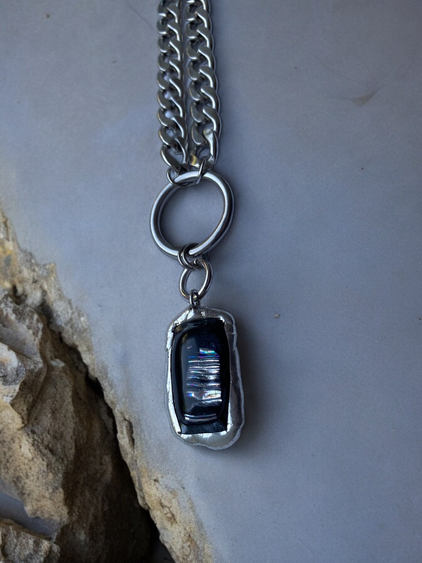 Chromatic Portal | Fused Glass O Ring Necklace