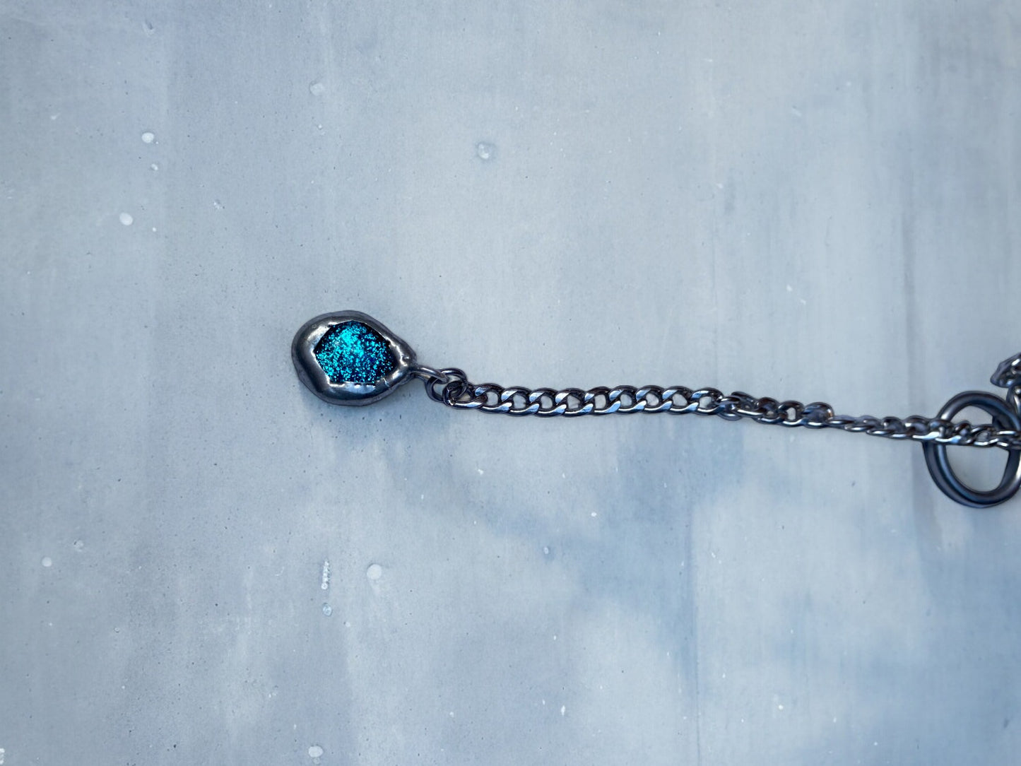 Cerulean Tear | Fused Glass Lariat Necklace