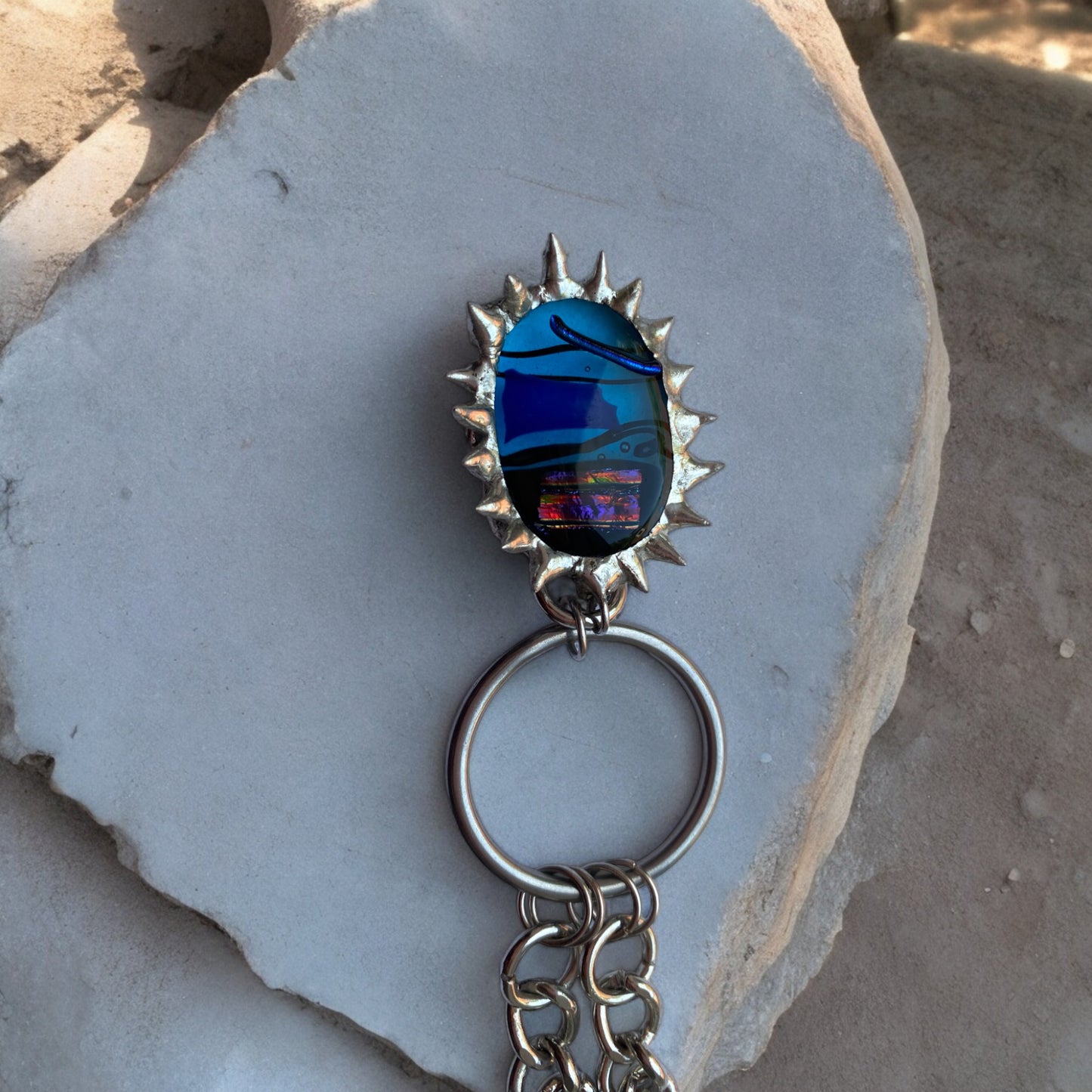 Dimension Multiplier Creature | Spiky Fused Glass O Ring Necklace