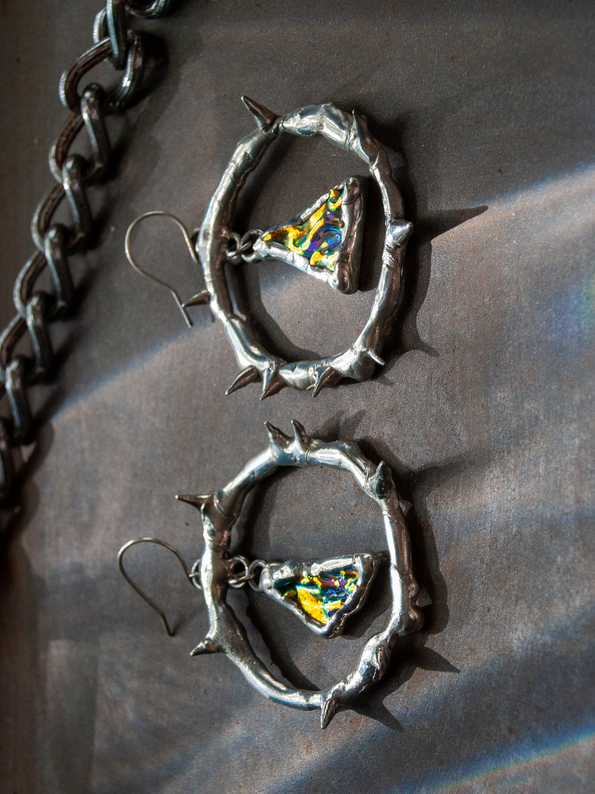 Sunset Glass Shards Spiky Hoop Earrings
