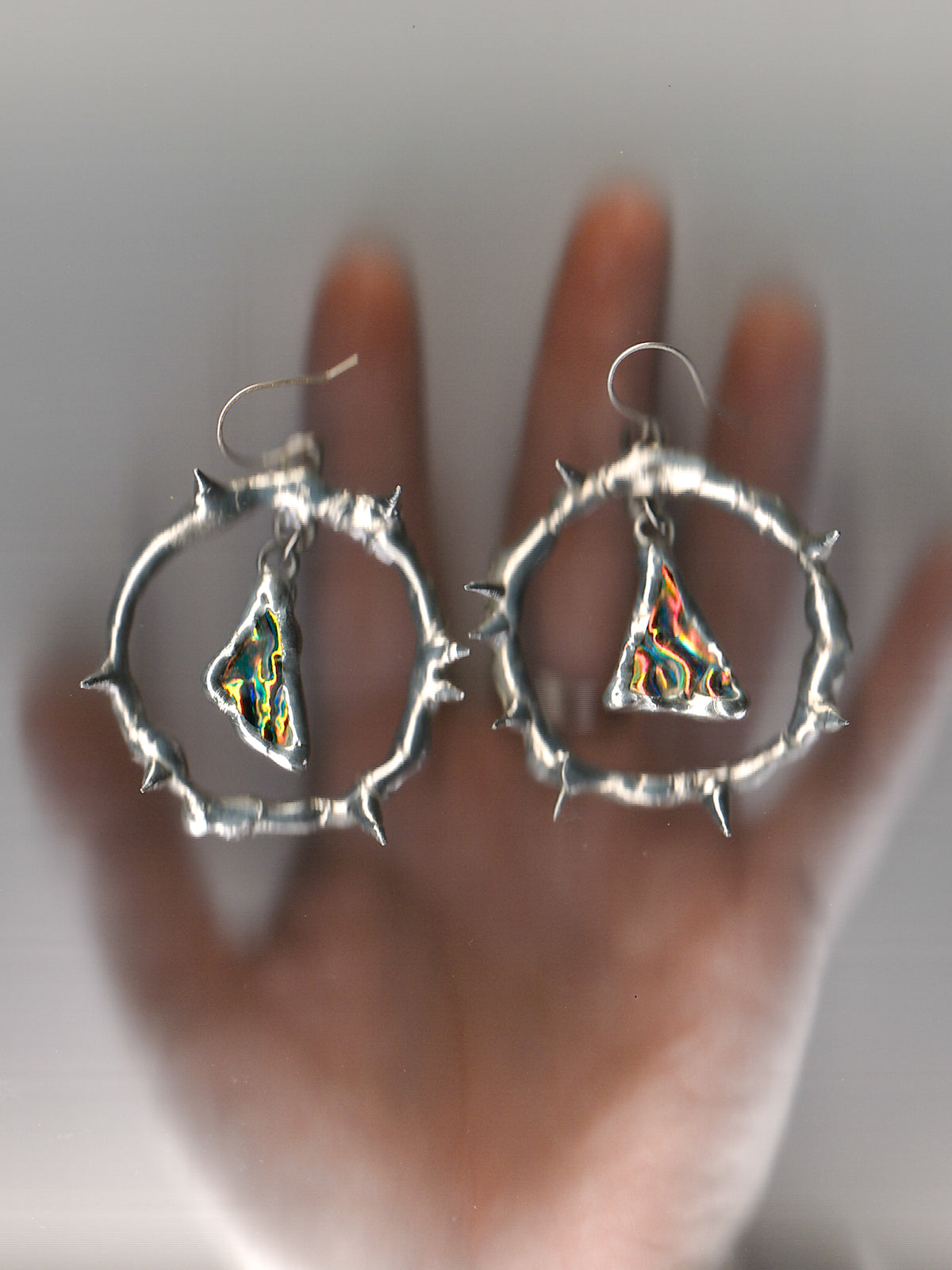 Sunset Glass Shards Spiky Hoop Earrings