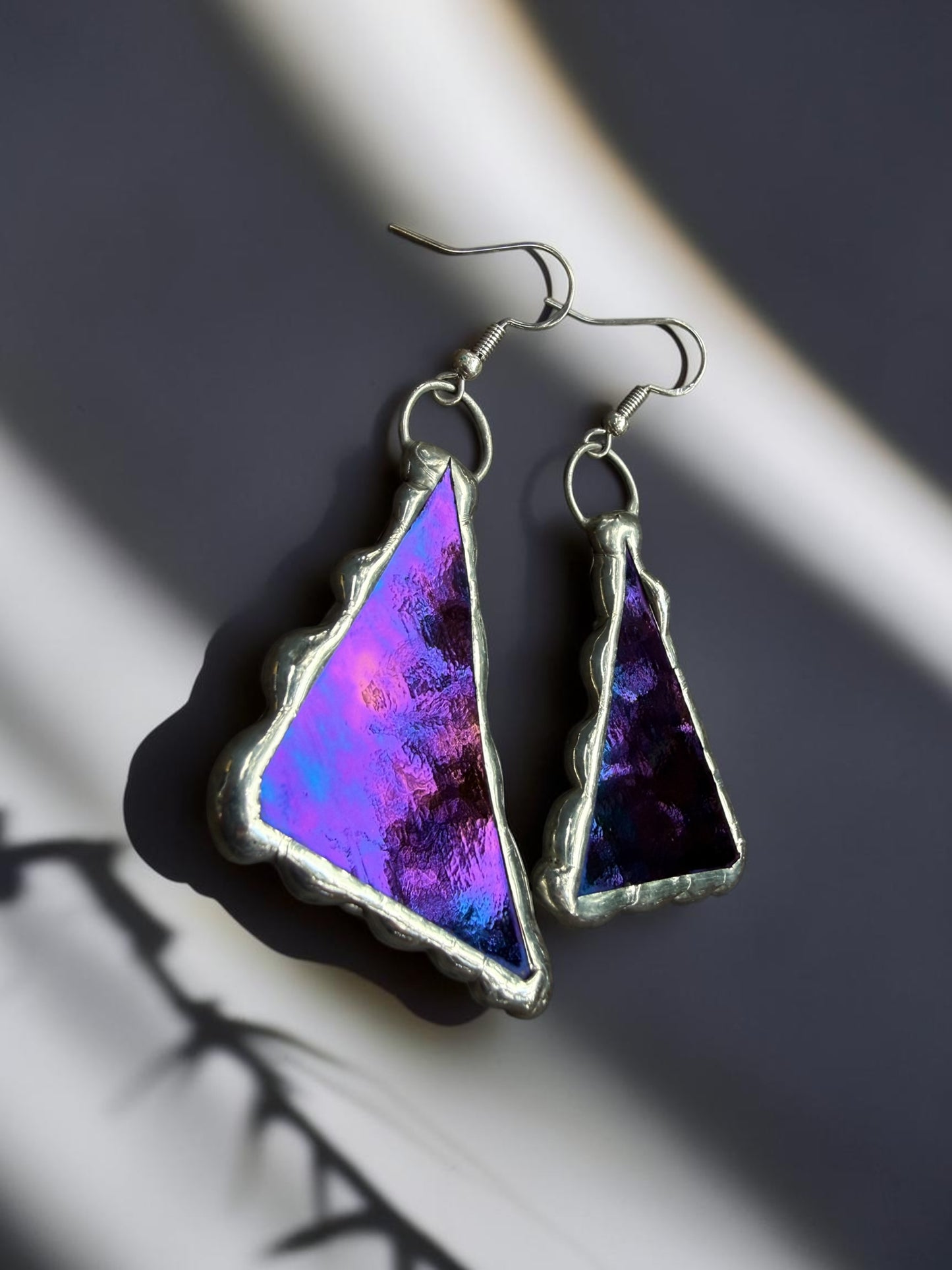 Violet Sky Shards Stained Glass Earrings