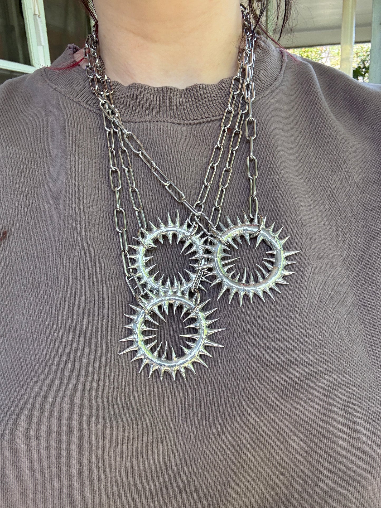 Spike Portal Choker Collar (made to order)- Handmade Brutalist Statement Necklace, Fantasy Jewelry, Gothic Jewelry