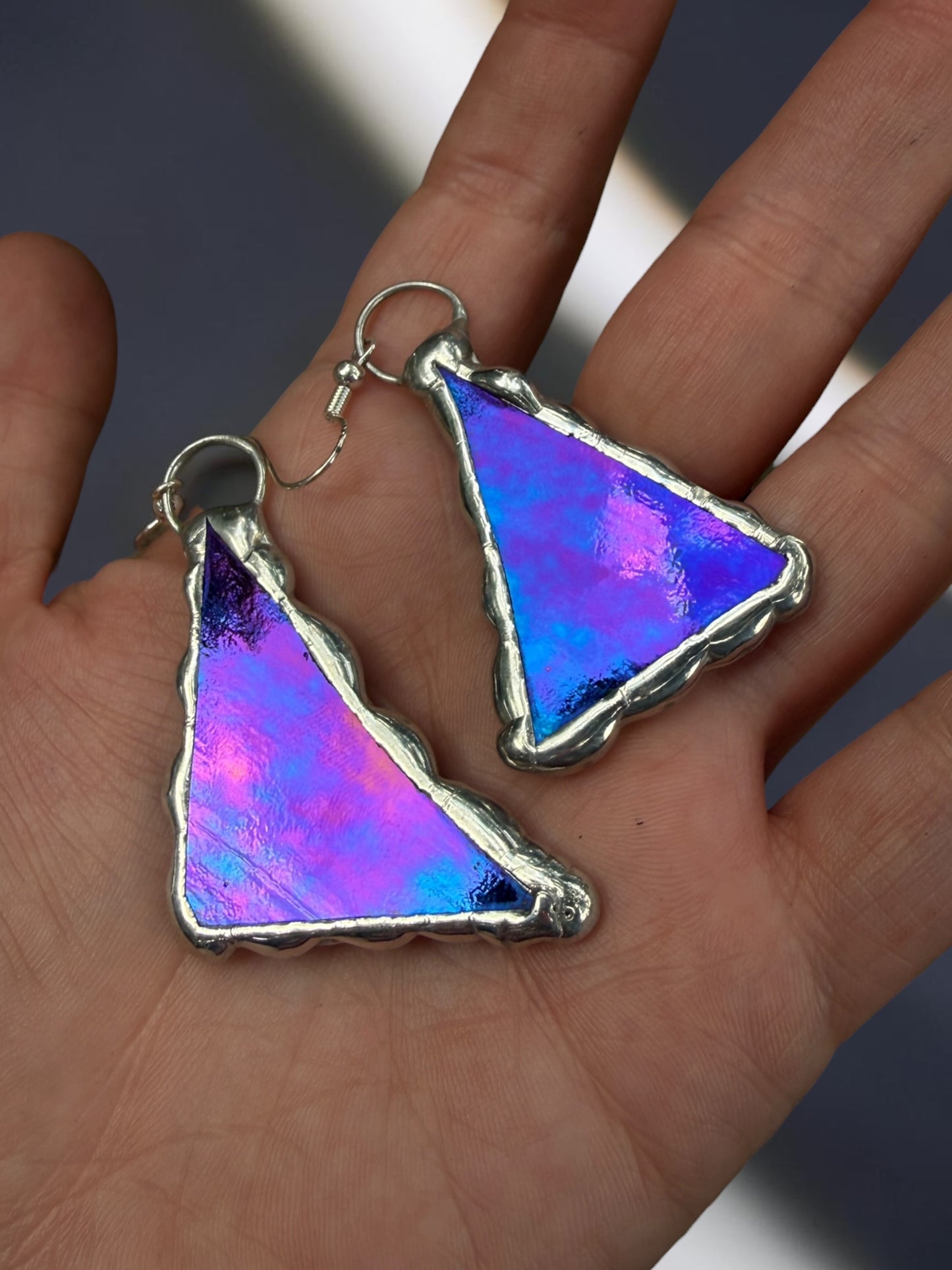 Violet Sky Shards Stained Glass Earrings