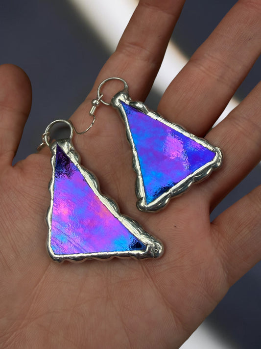 Violet Sky Shards Stained Glass Earrings