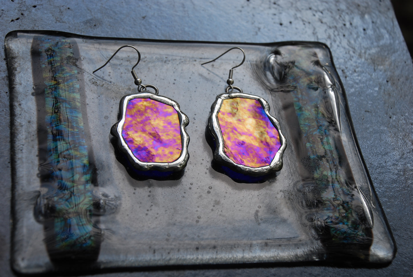 Cobalt Sun Break Portals | Stained Glass Earrings