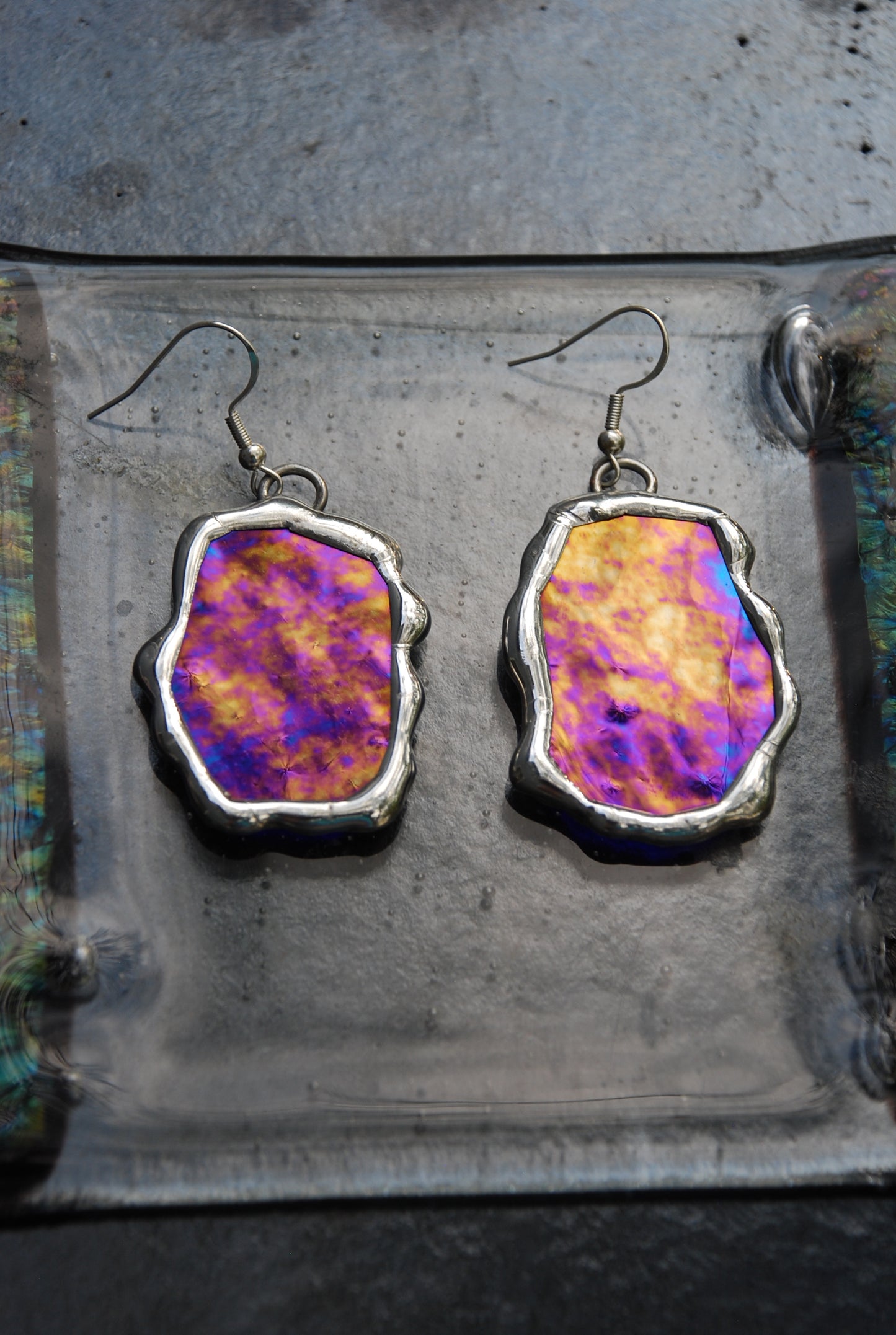 Cobalt Sun Break Portals | Stained Glass Earrings