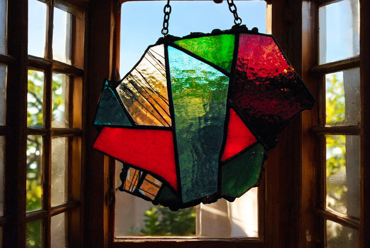 Shadow Heart Stained Glass Window Hanging