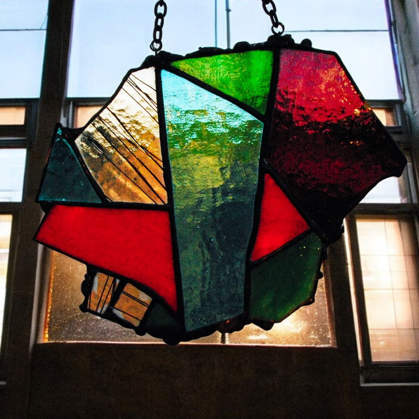 Shadow Heart Stained Glass Window Hanging