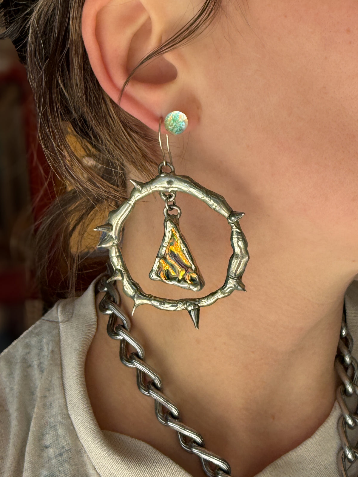 Sunset Glass Shards Spiky Hoop Earrings