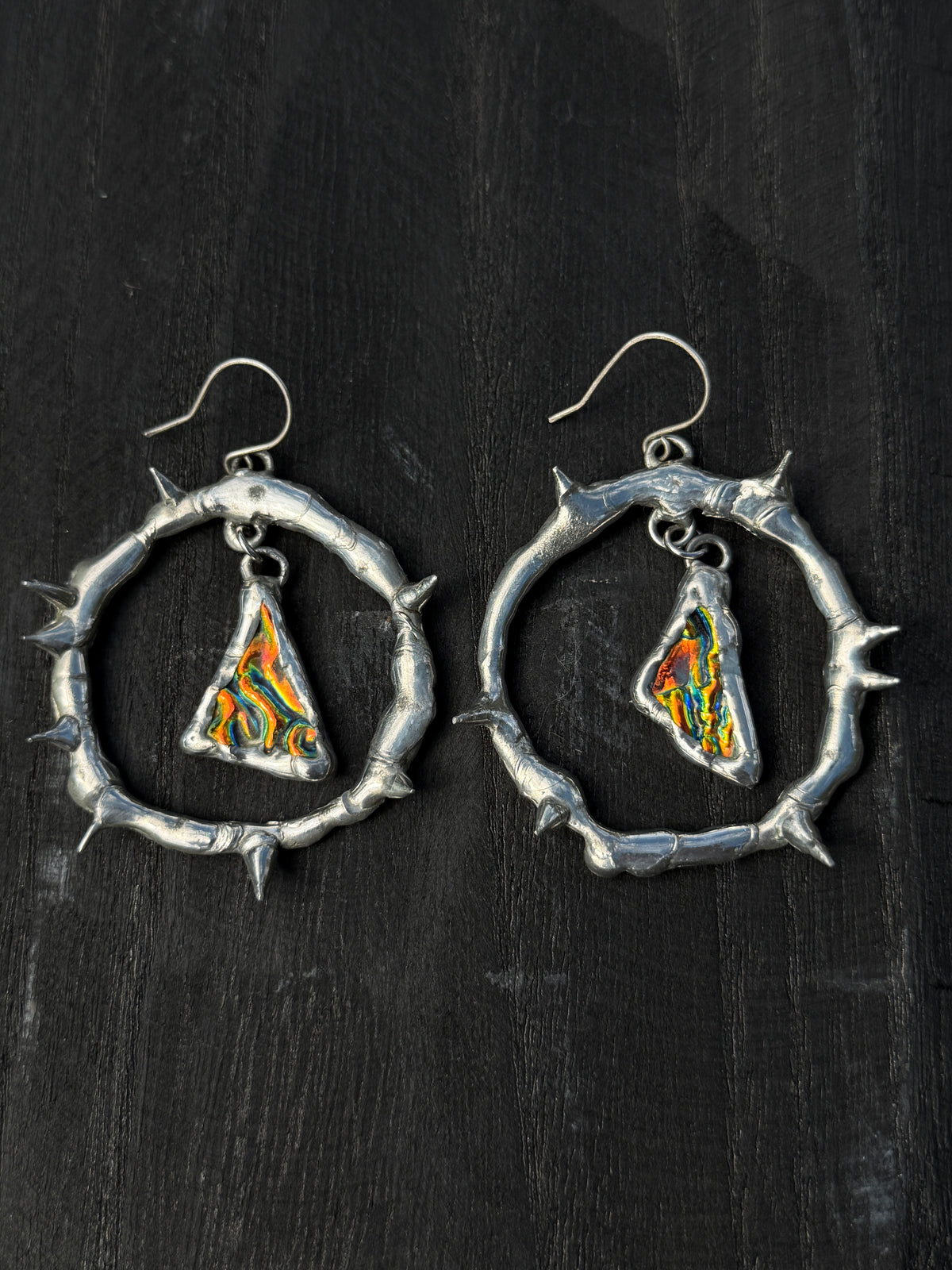 Sunset Glass Shards Spiky Hoop Earrings