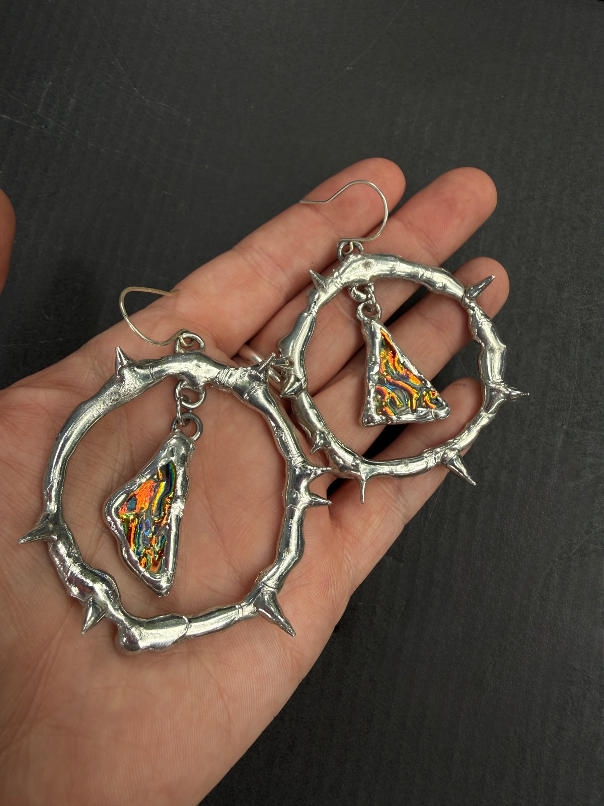 Sunset Glass Shards Spiky Hoop Earrings