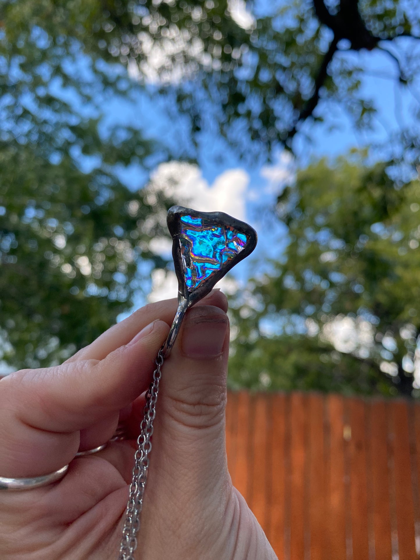 Burnished Skies Portal | Dichroic Stained Necklace