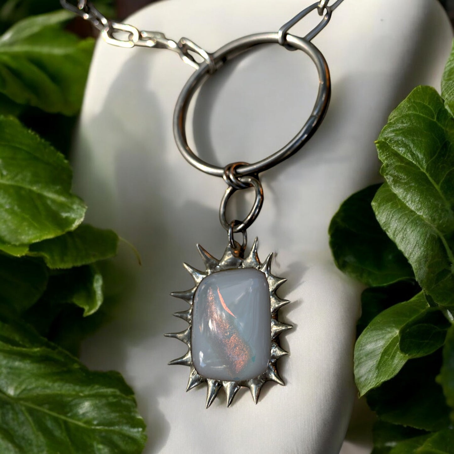 Translucent Portal | Spiky Fused Glass O Ring Necklace